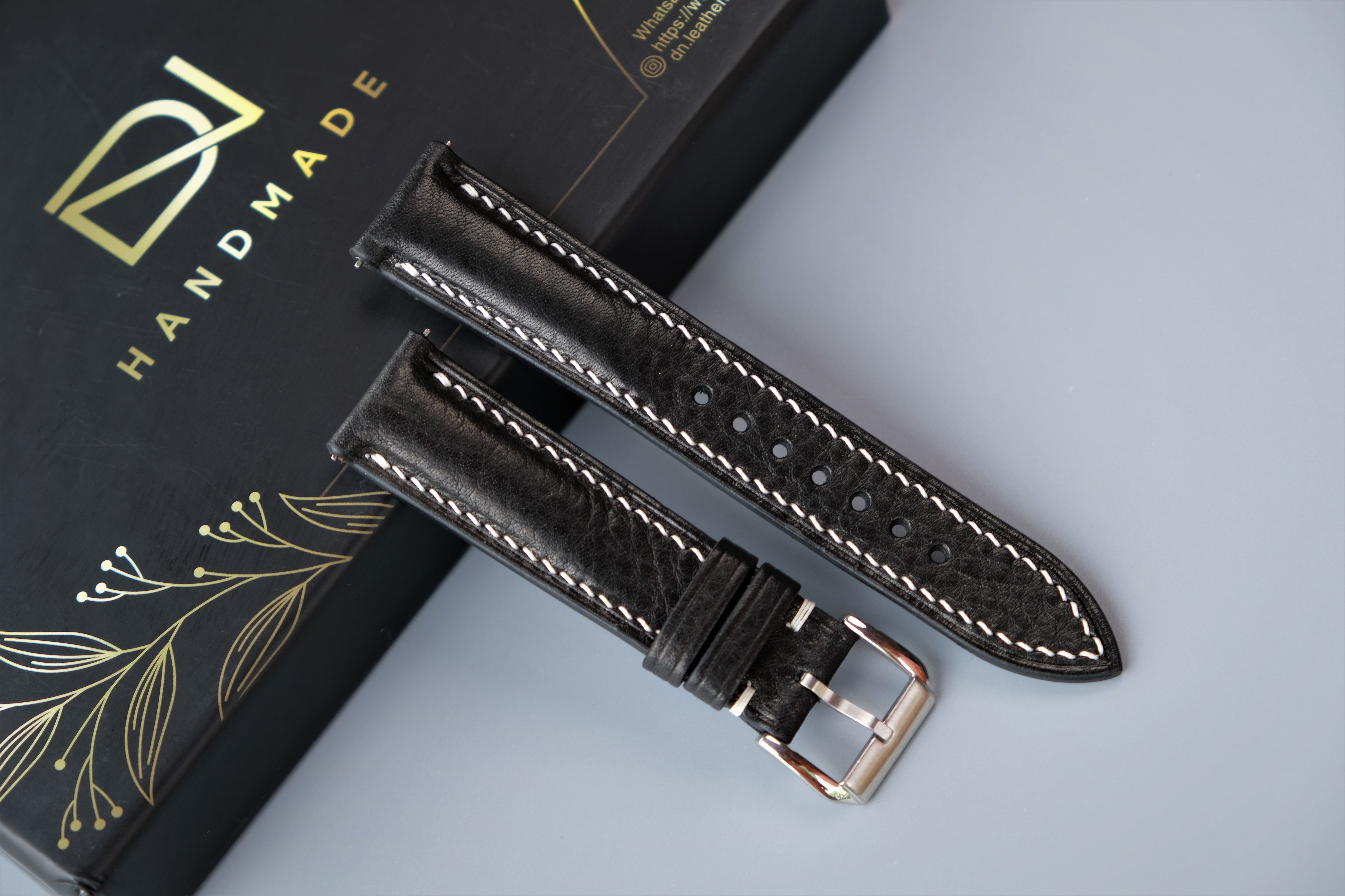 Black MBOX LUX Leather Watch Strap