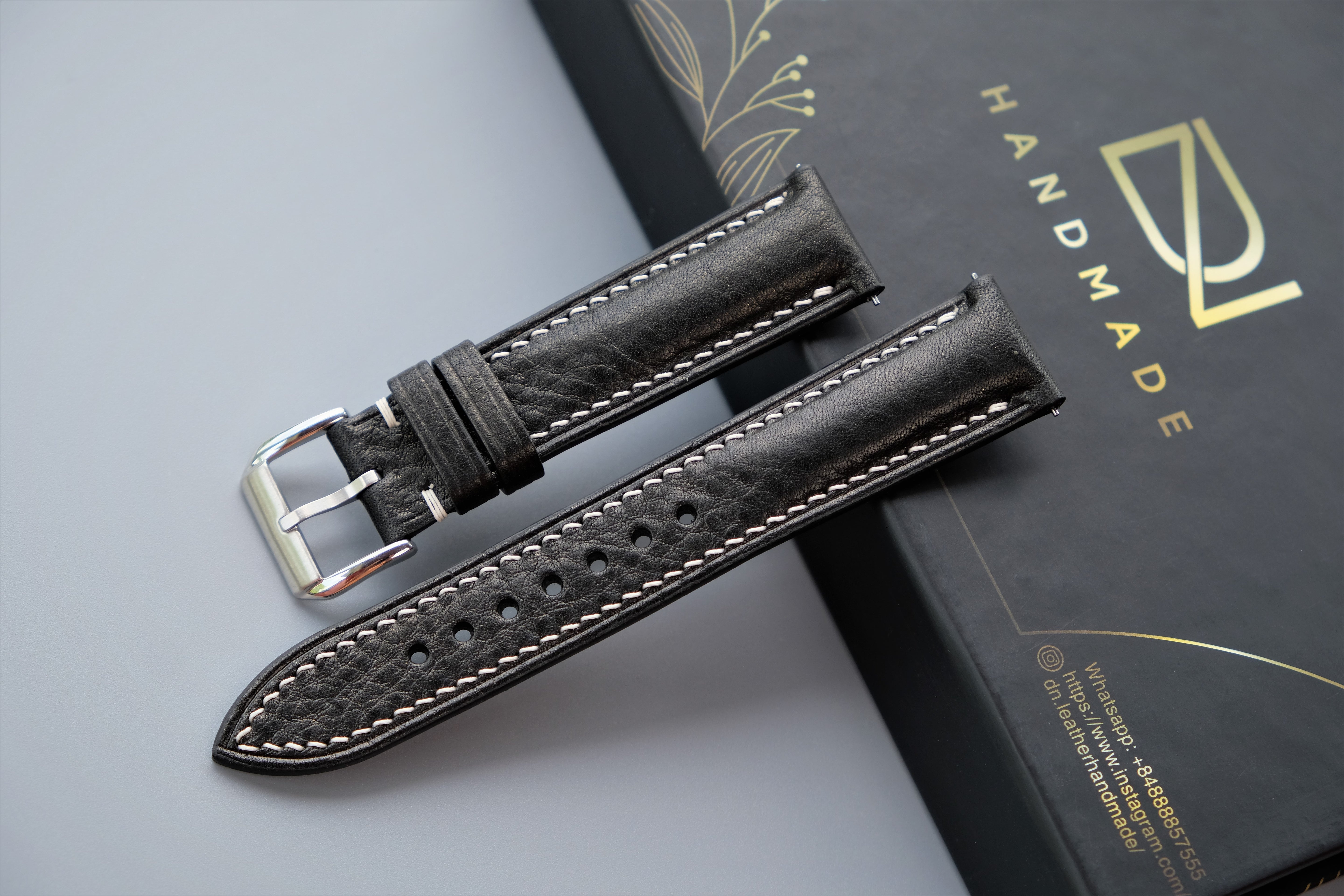 Black MBOX LUX Leather Watch Strap