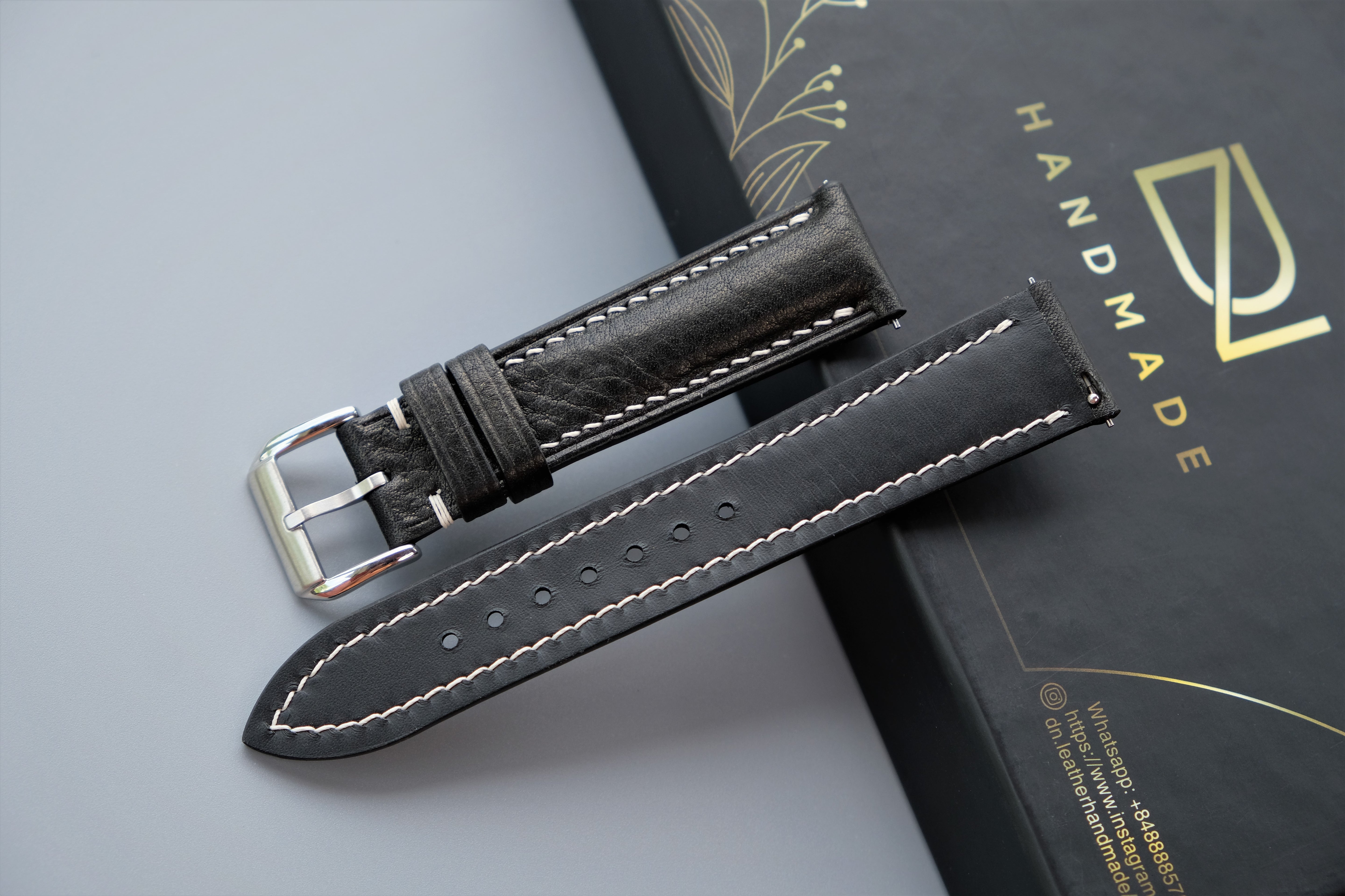 Black MBOX LUX Leather Watch Strap