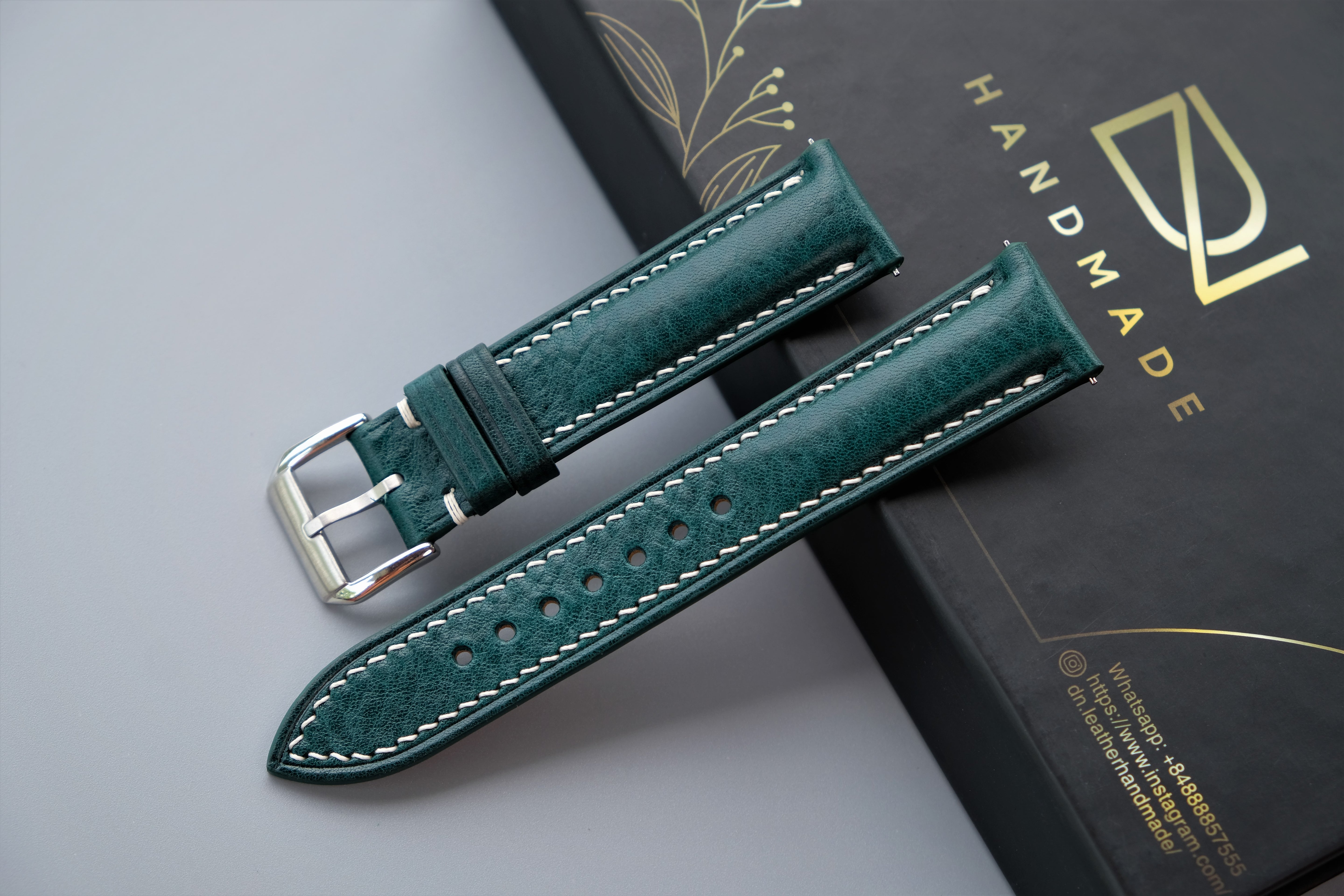 Jade Green MBOX LUX Leather Watch Strap