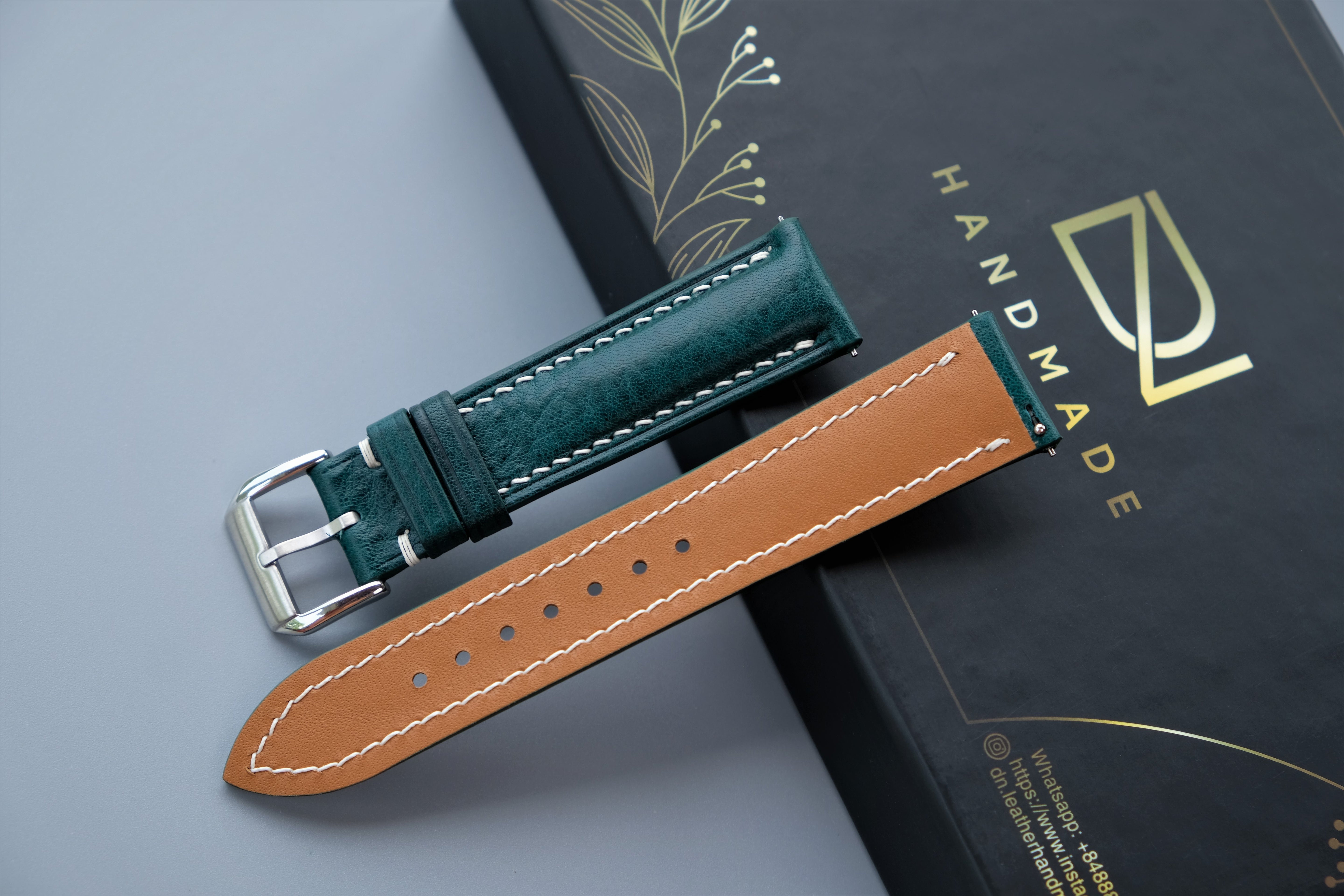 Jade Green MBOX LUX Leather Watch Strap