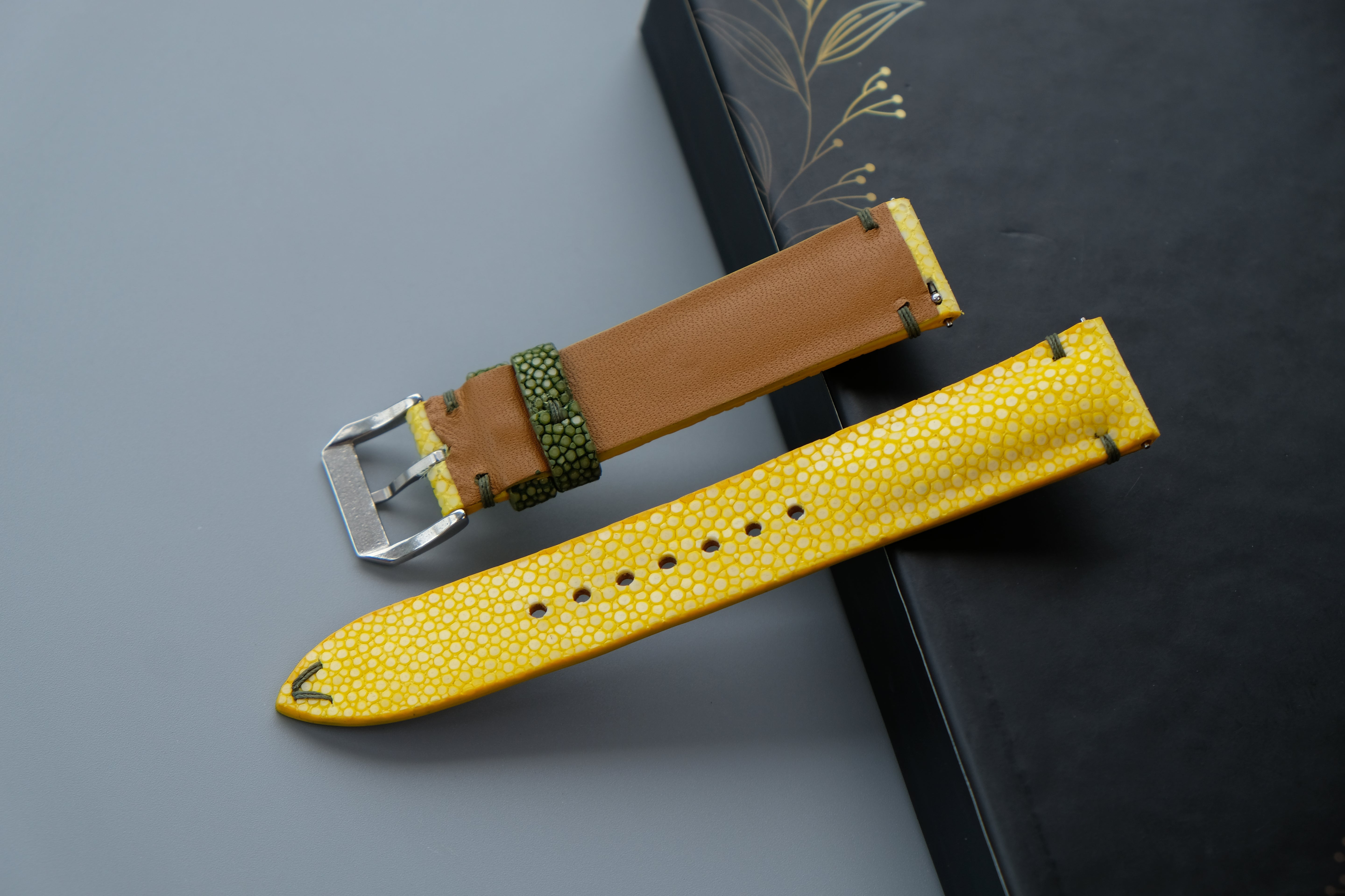 Yellow Stingray Leather Watch Strap  – Custom Sizes 10mm to 26mm