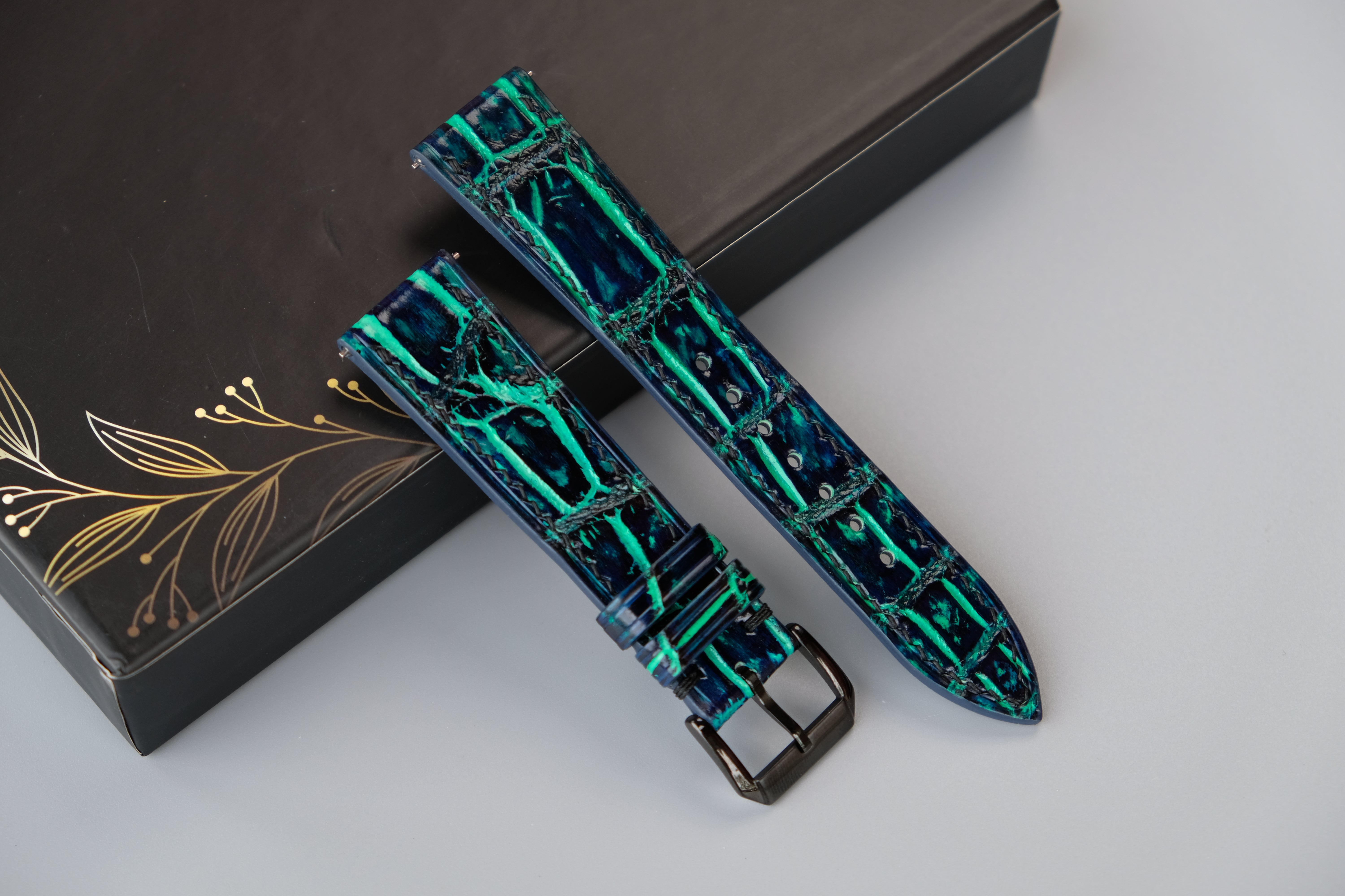 Hand-dyed Alligator Leather Watch Strap - Custom Sizes From 26mm to 10