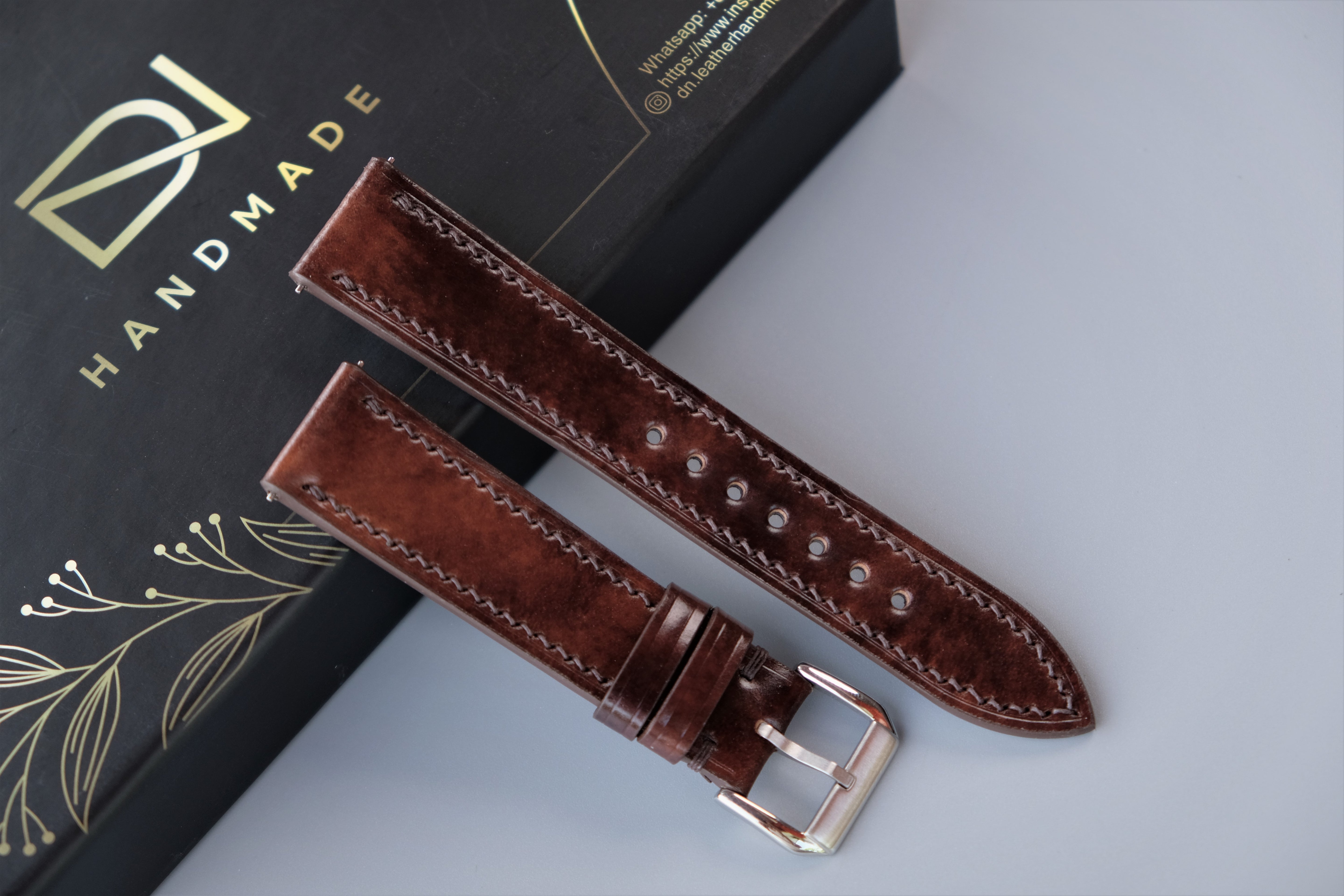 MUSEUM BROWN Rocado Shell Cordovan Watch Strap – Custom Sizes 10mm to 26mm