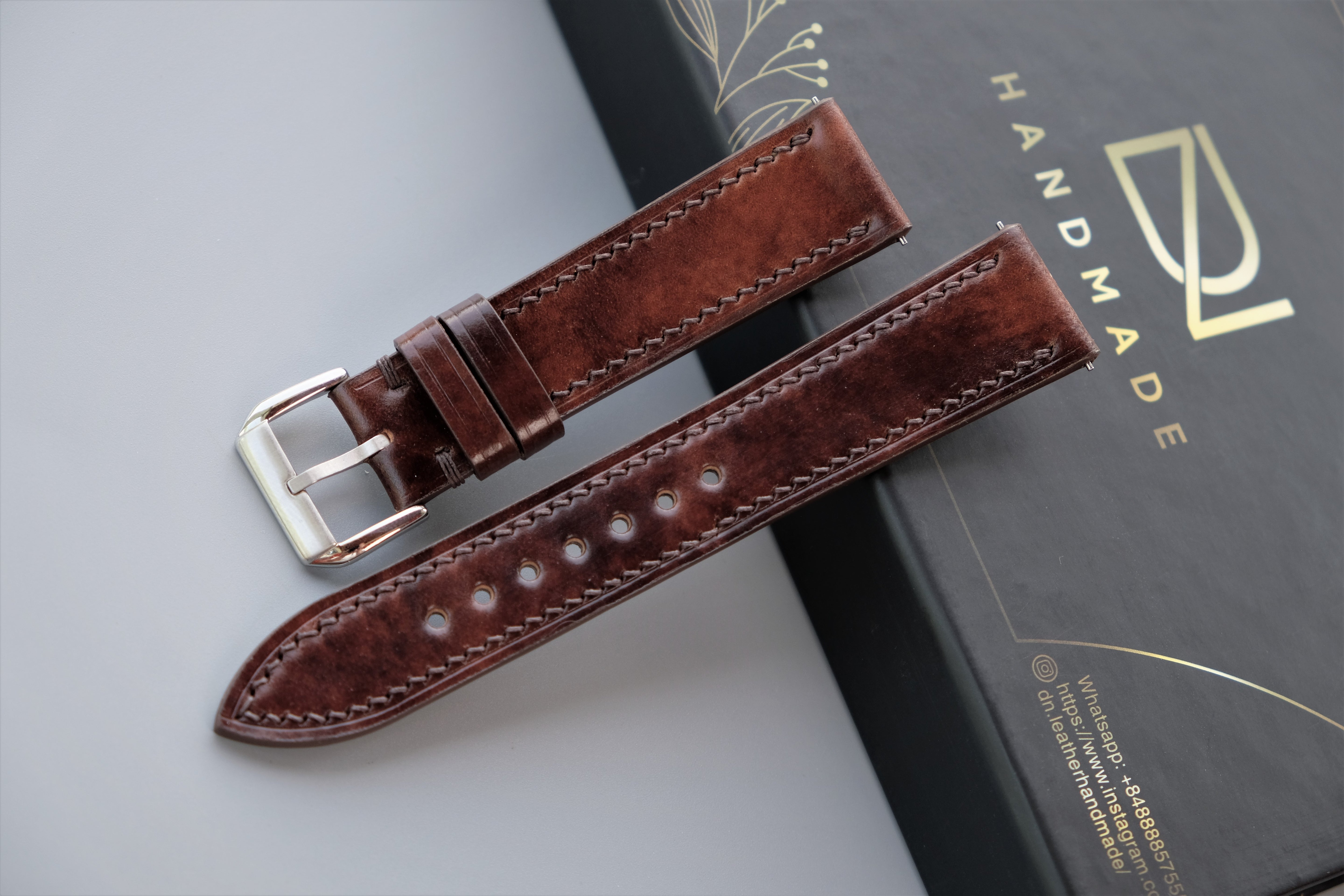 MUSEUM BROWN Rocado Shell Cordovan Watch Strap – Custom Sizes 10mm to 26mm