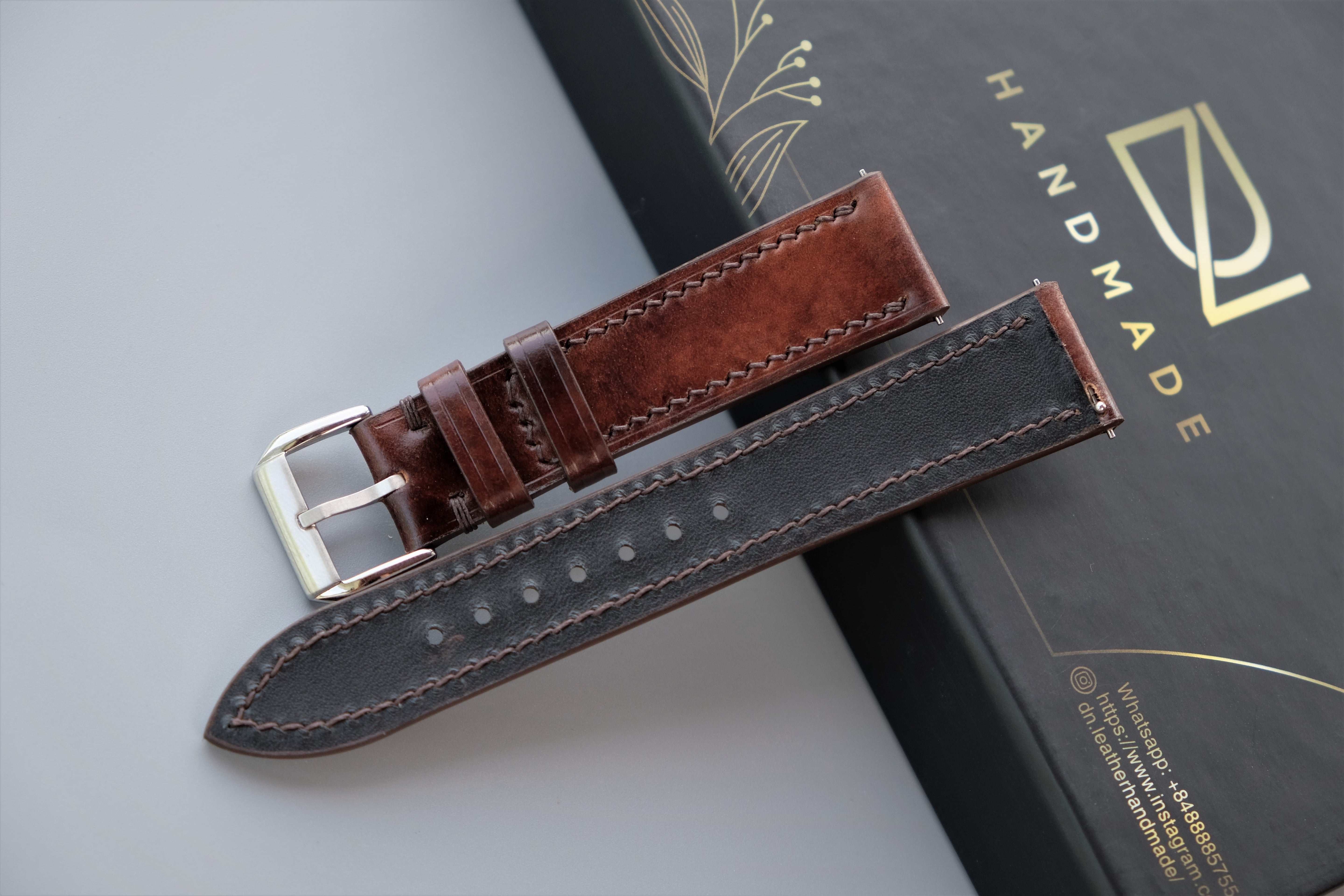 MUSEUM BROWN Rocado Shell Cordovan Watch Strap – Custom Sizes 10mm to 26mm