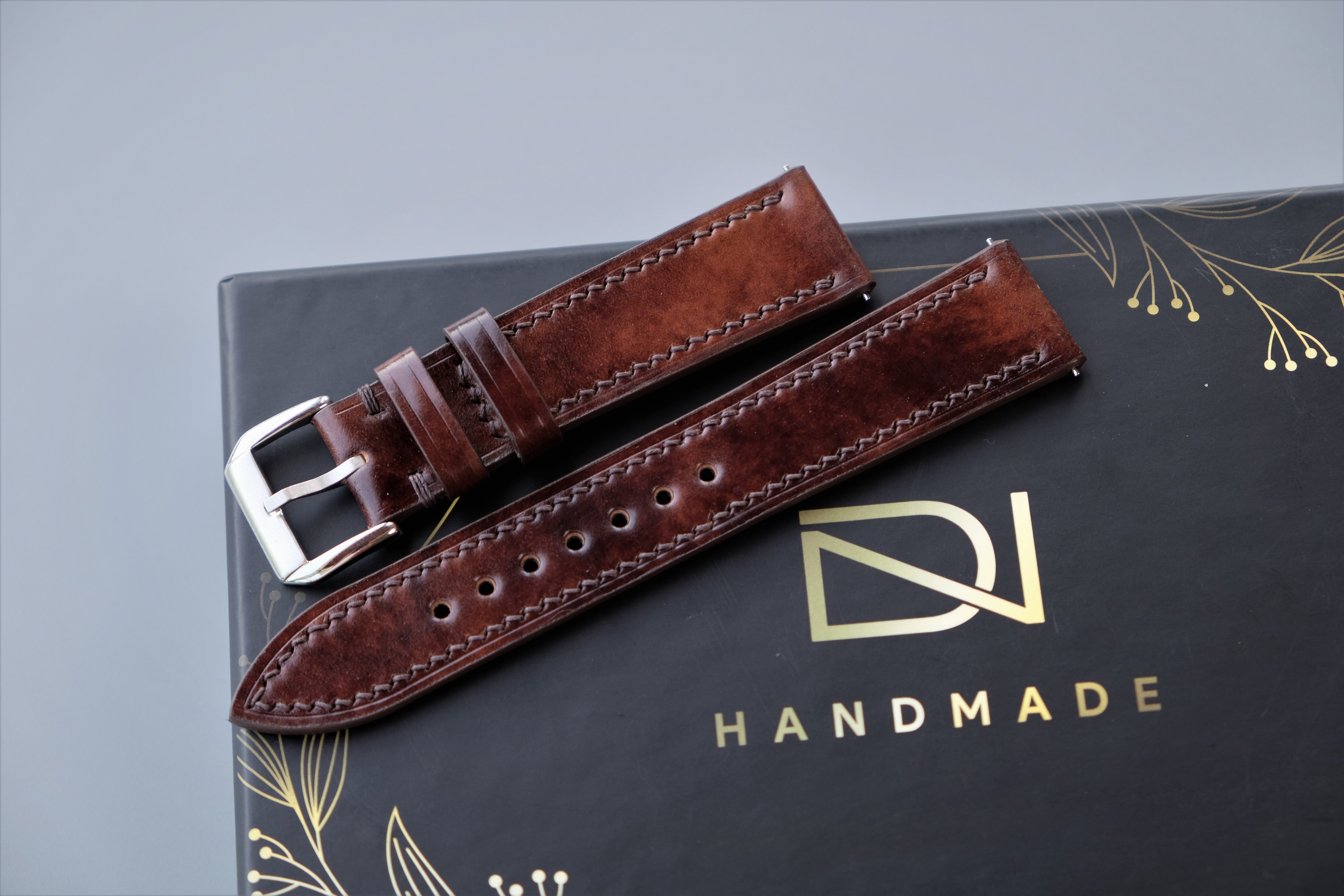 MUSEUM BROWN Rocado Shell Cordovan Watch Strap – Custom Sizes 10mm to 26mm