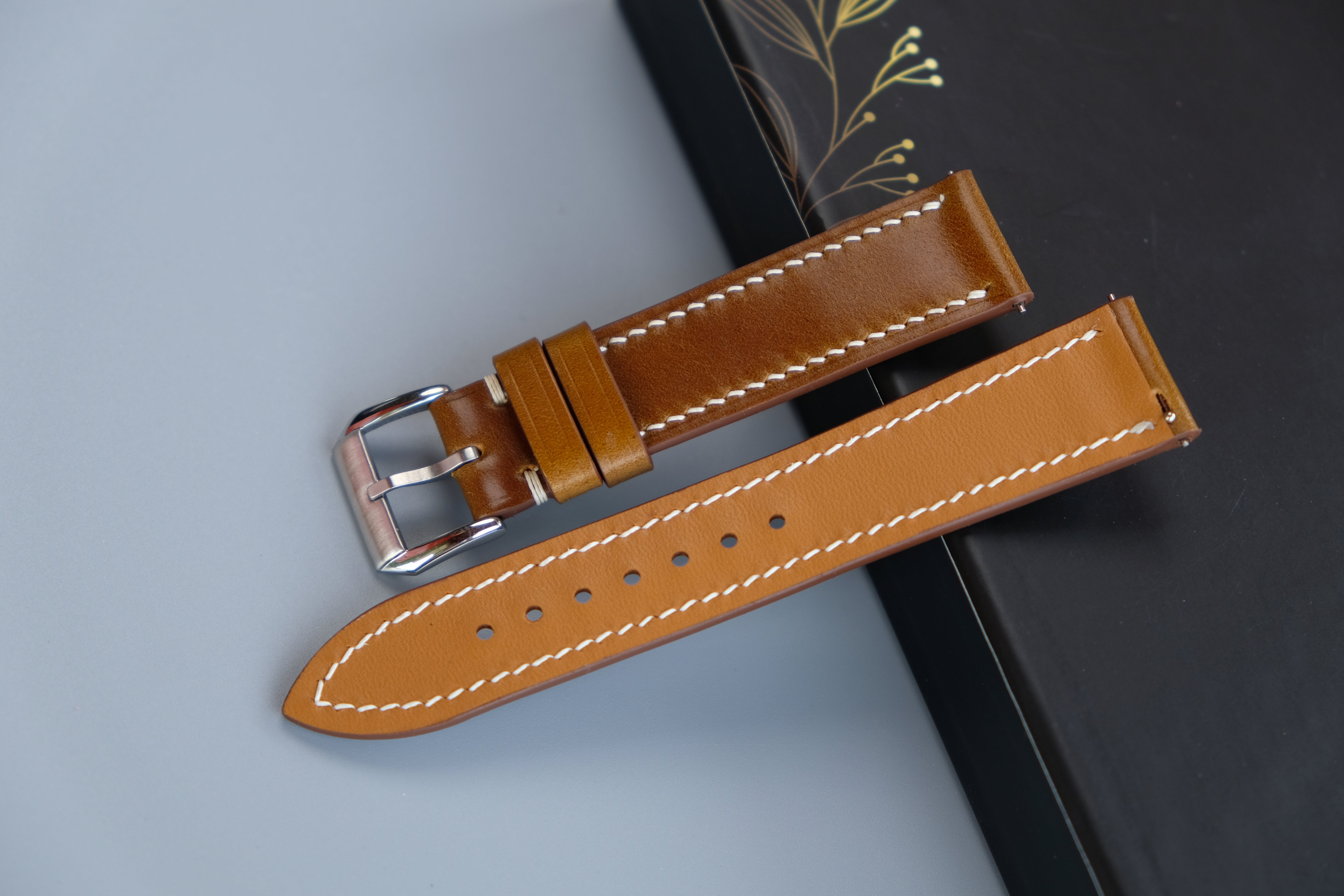 Amber Brown Shinki Hikaku Shell Cordovan Strap - Custom Sizes 10mm to 26mm