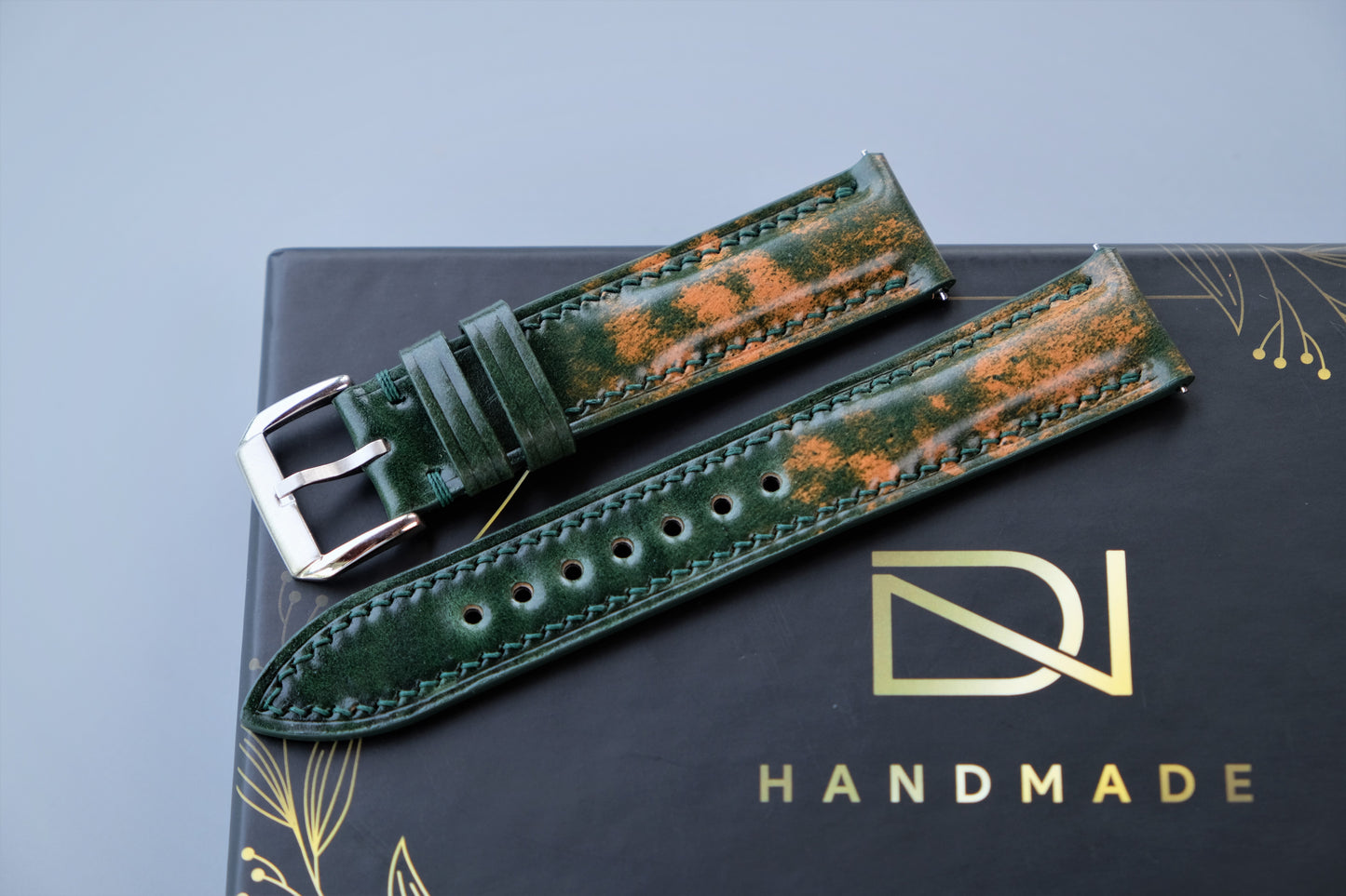 MARBLED GREEN Rocado Shell Cordovan Watch Strap