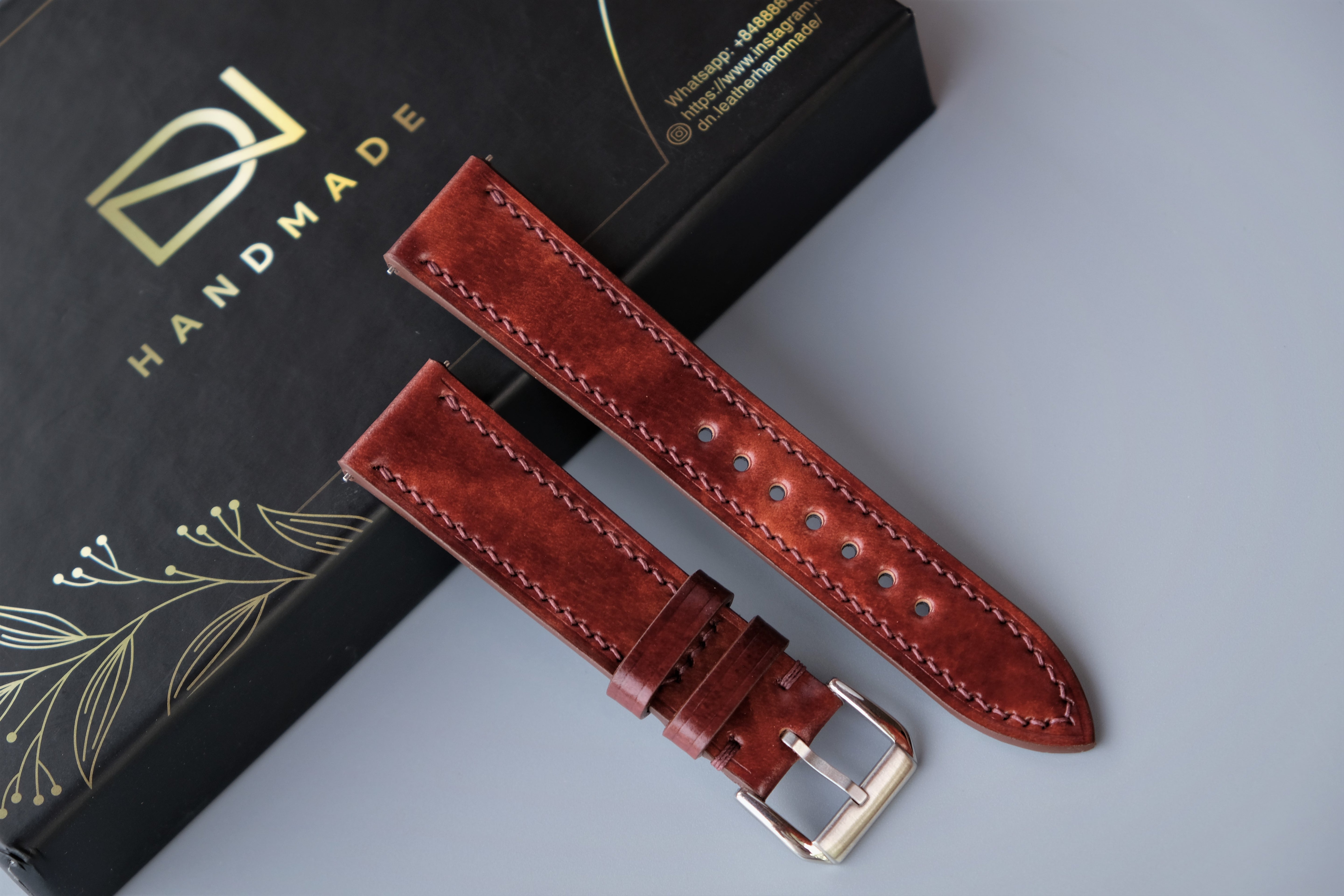 MUSEUM COGNAC Rocado Shell Cordovan Watch Strap – Custom Sizes 10mm to 26mm