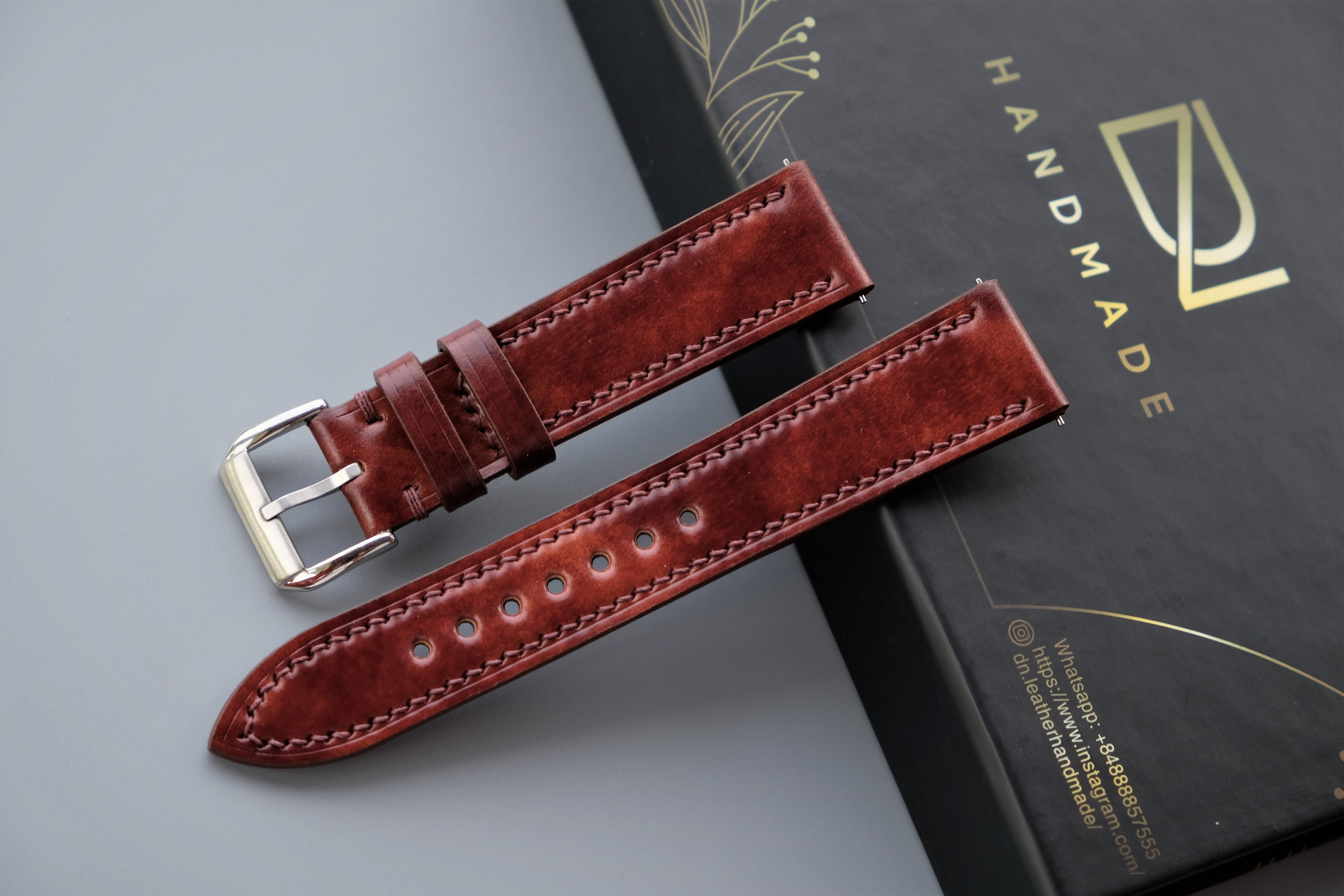 MUSEUM COGNAC Rocado Shell Cordovan Watch Strap – Custom Sizes 10mm to 26mm