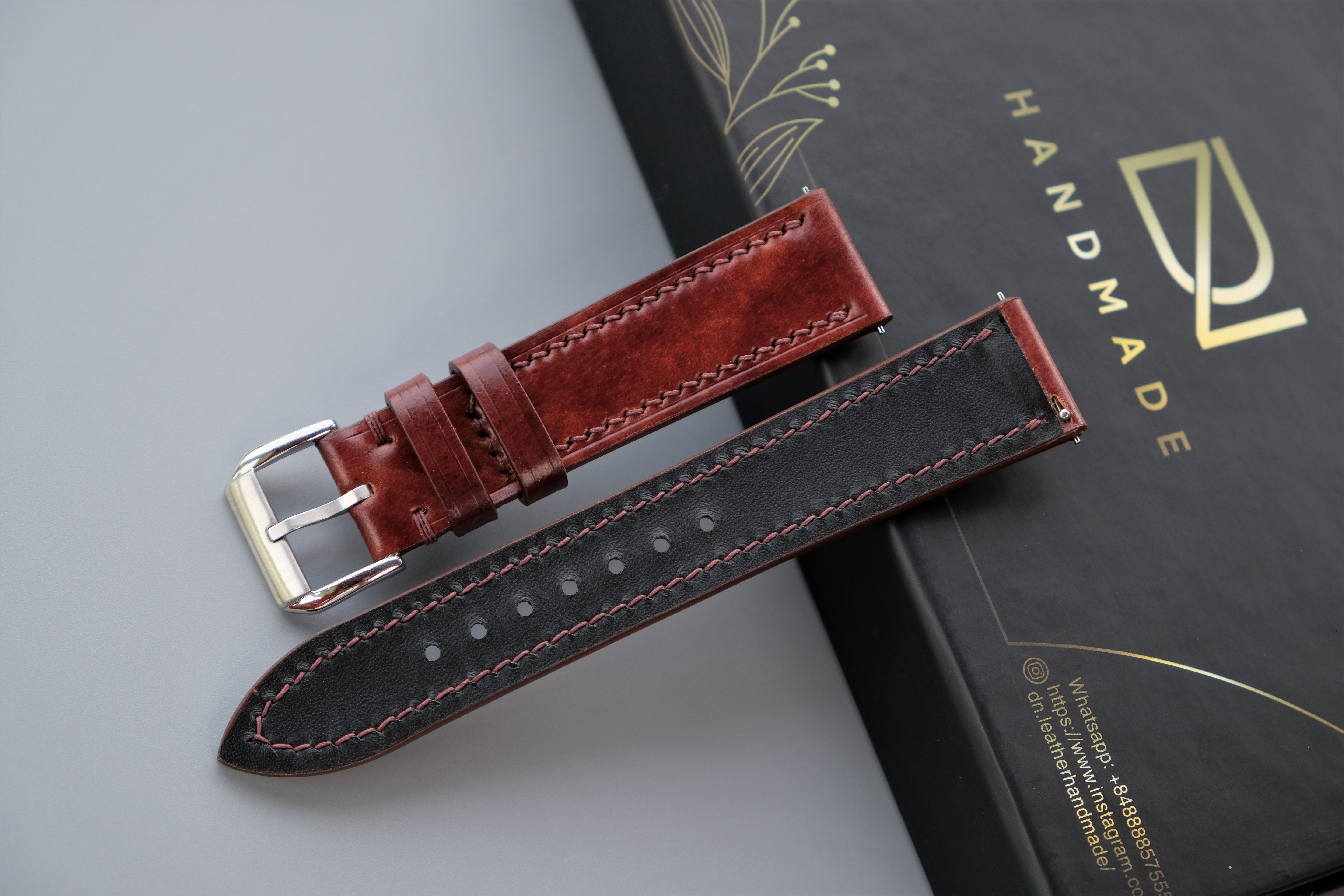 MUSEUM COGNAC Rocado Shell Cordovan Watch Strap – Custom Sizes 10mm to 26mm
