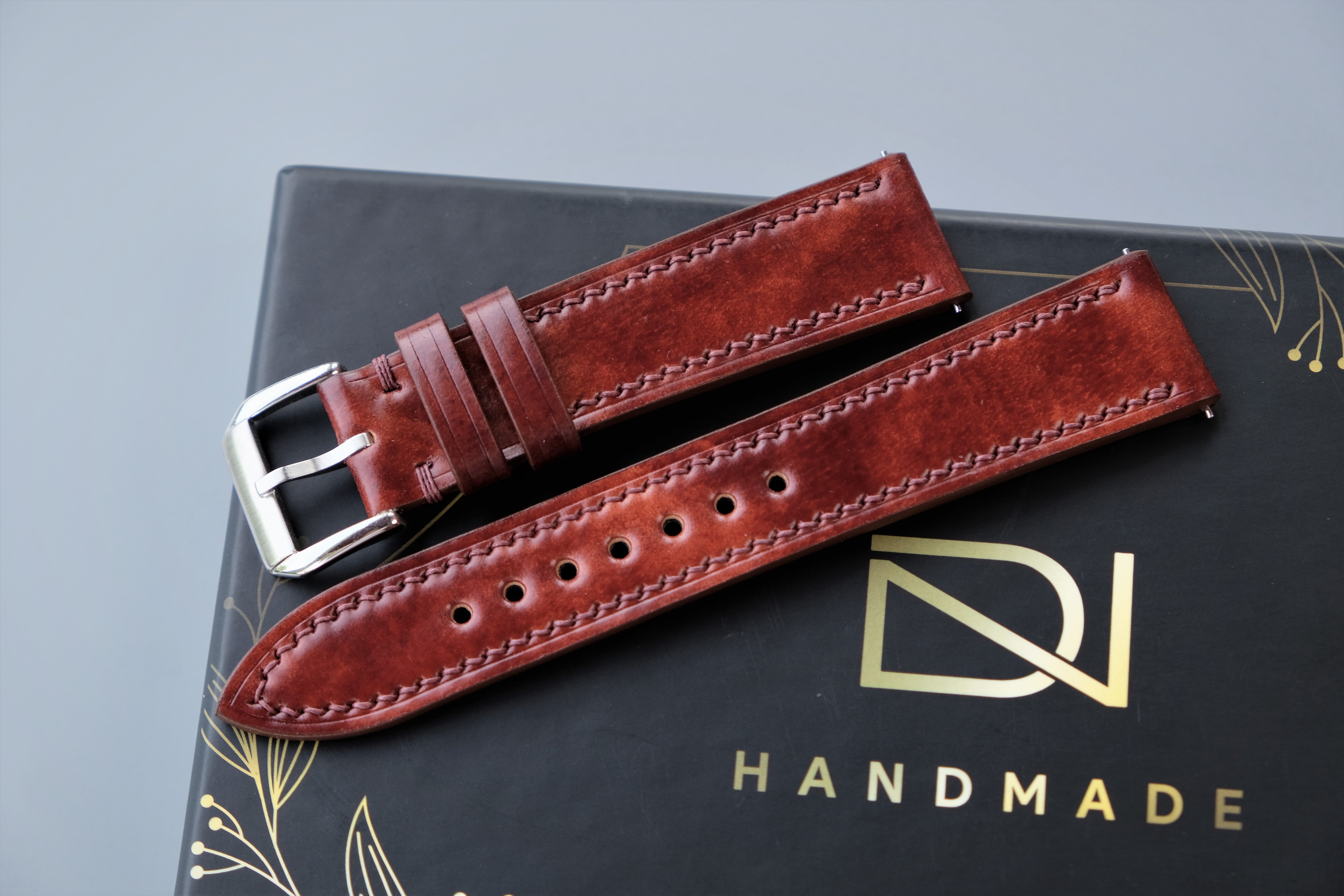 MUSEUM COGNAC Rocado Shell Cordovan Watch Strap – Custom Sizes 10mm to 26mm