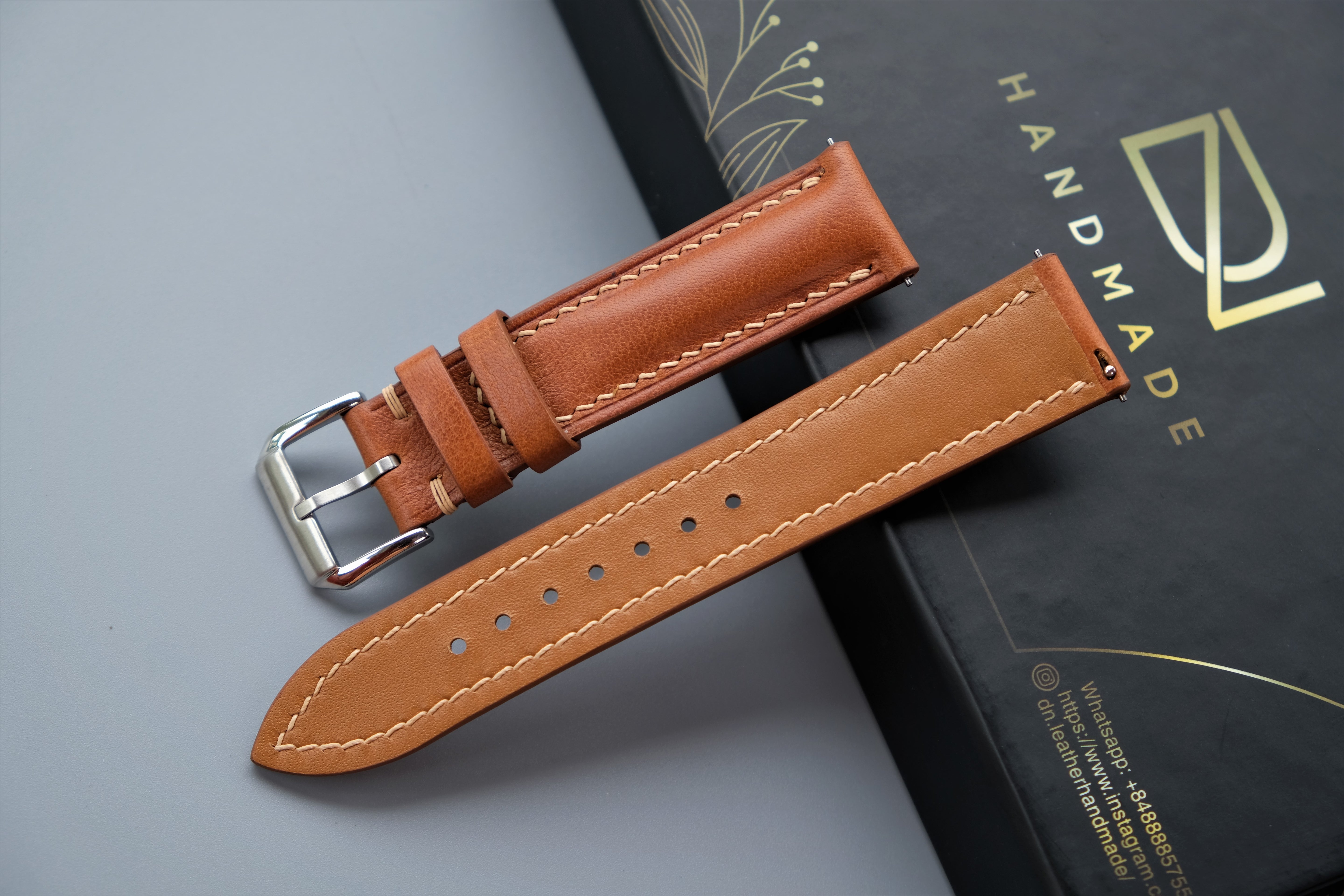 Gold Vachetta Calf Leather Watch Strap – Custom Sizes 10mm to 26mm