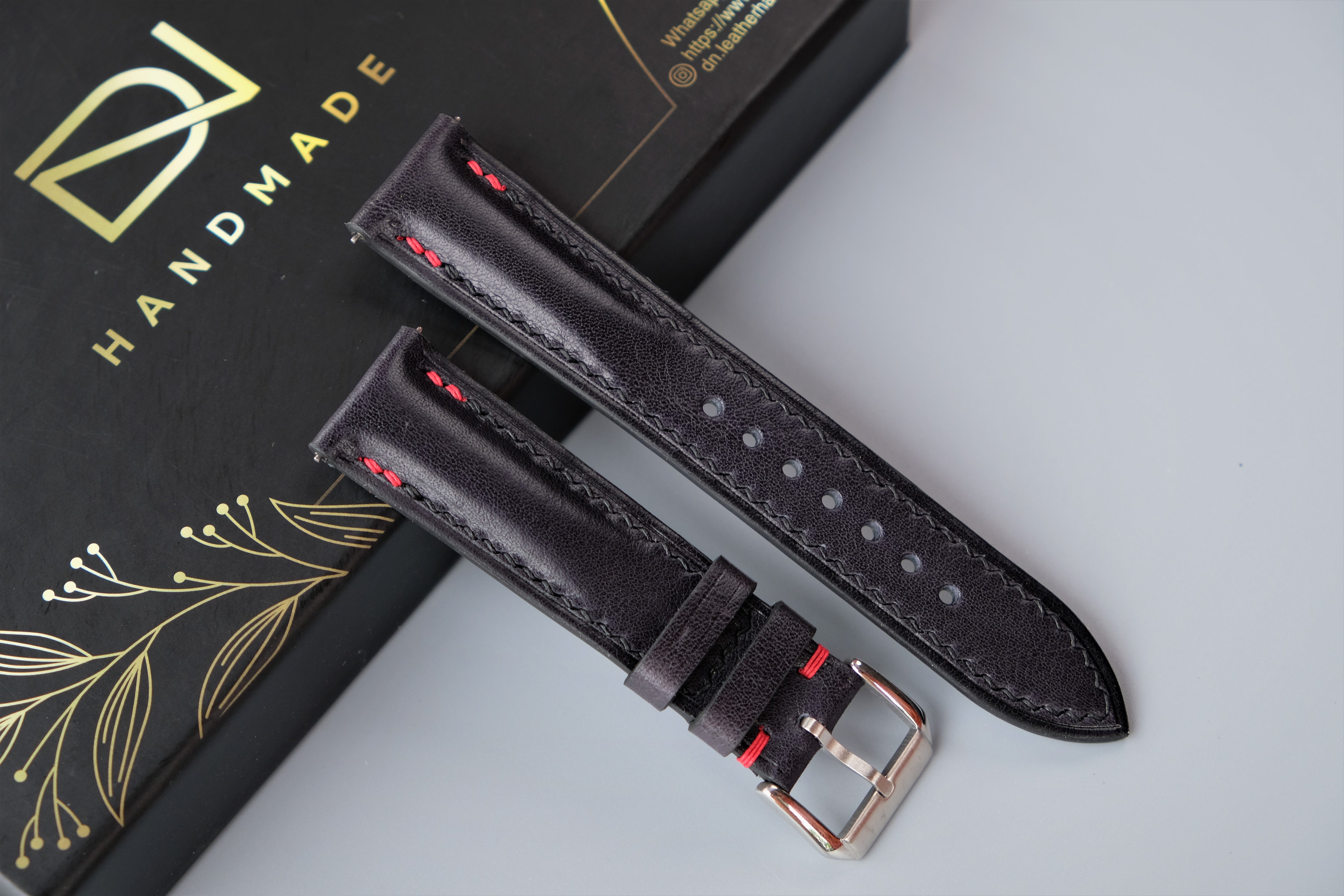 Dark Blue Vachetta Calf Leather Watch Strap – Custom Sizes 10mm to 26mm