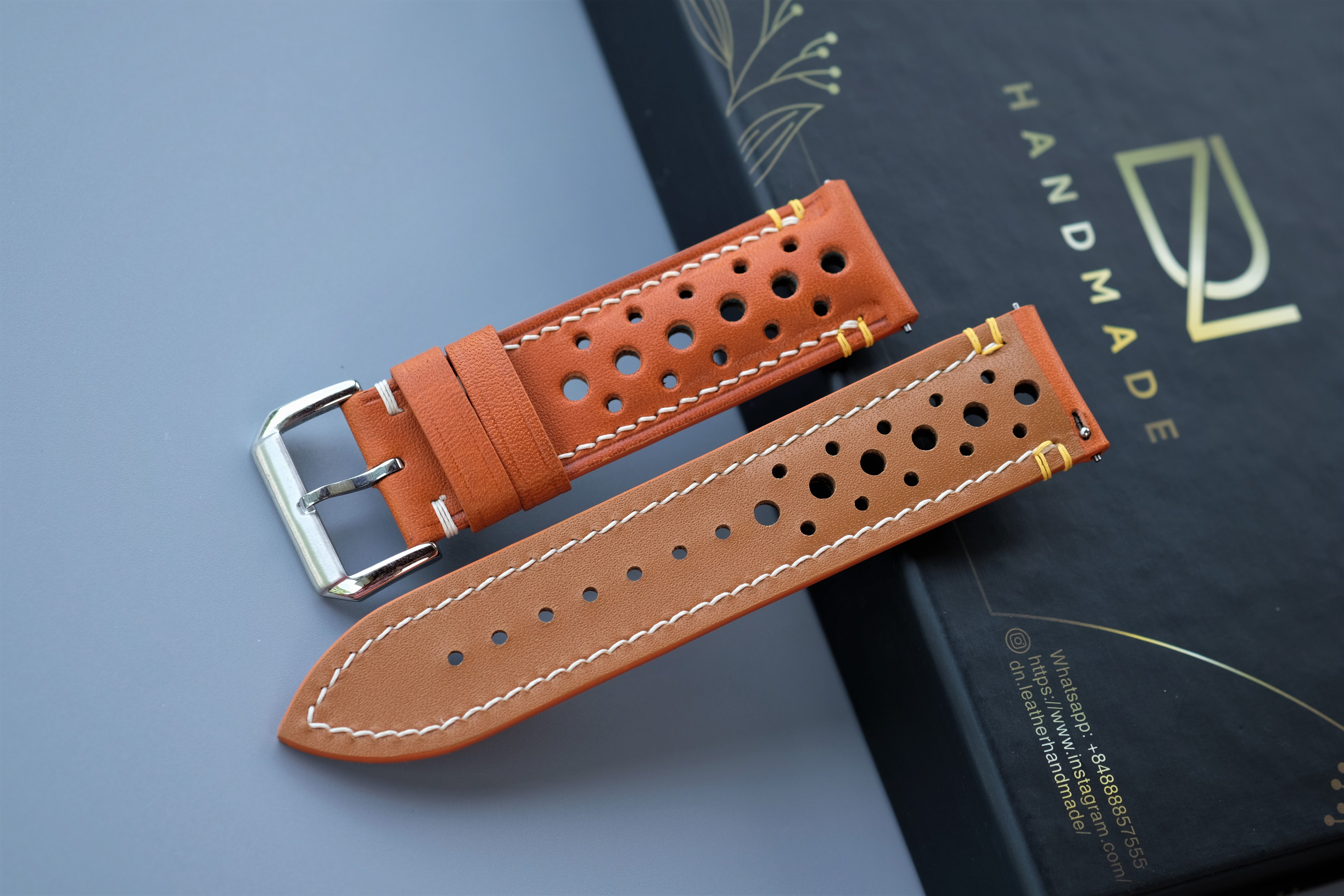 Rally Light Orange BUTTERO Leather Watch Strap