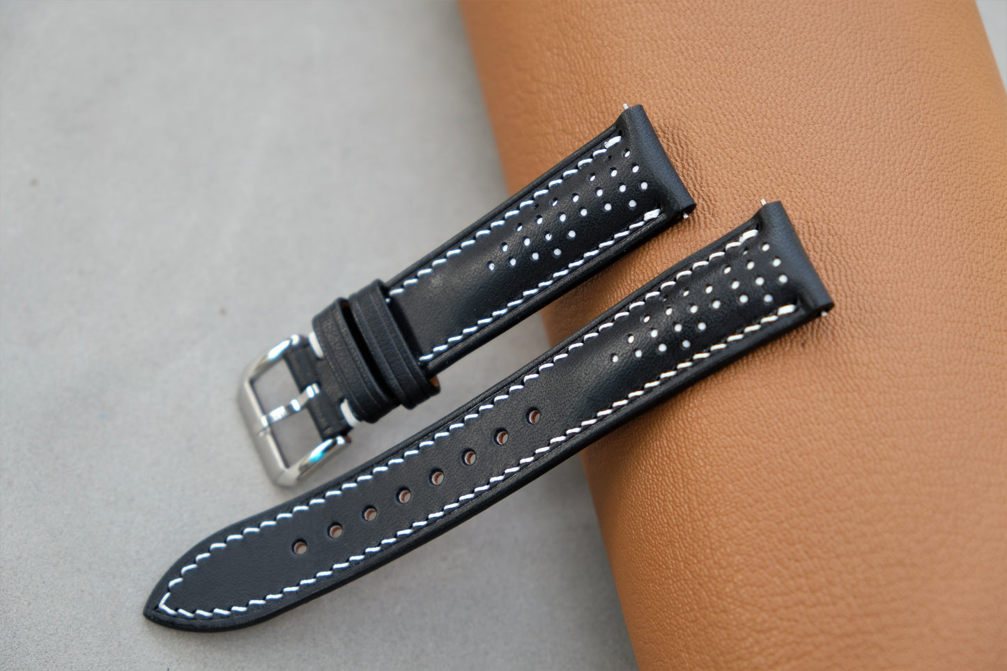 Rally Black Buttero Leather Watch Strap