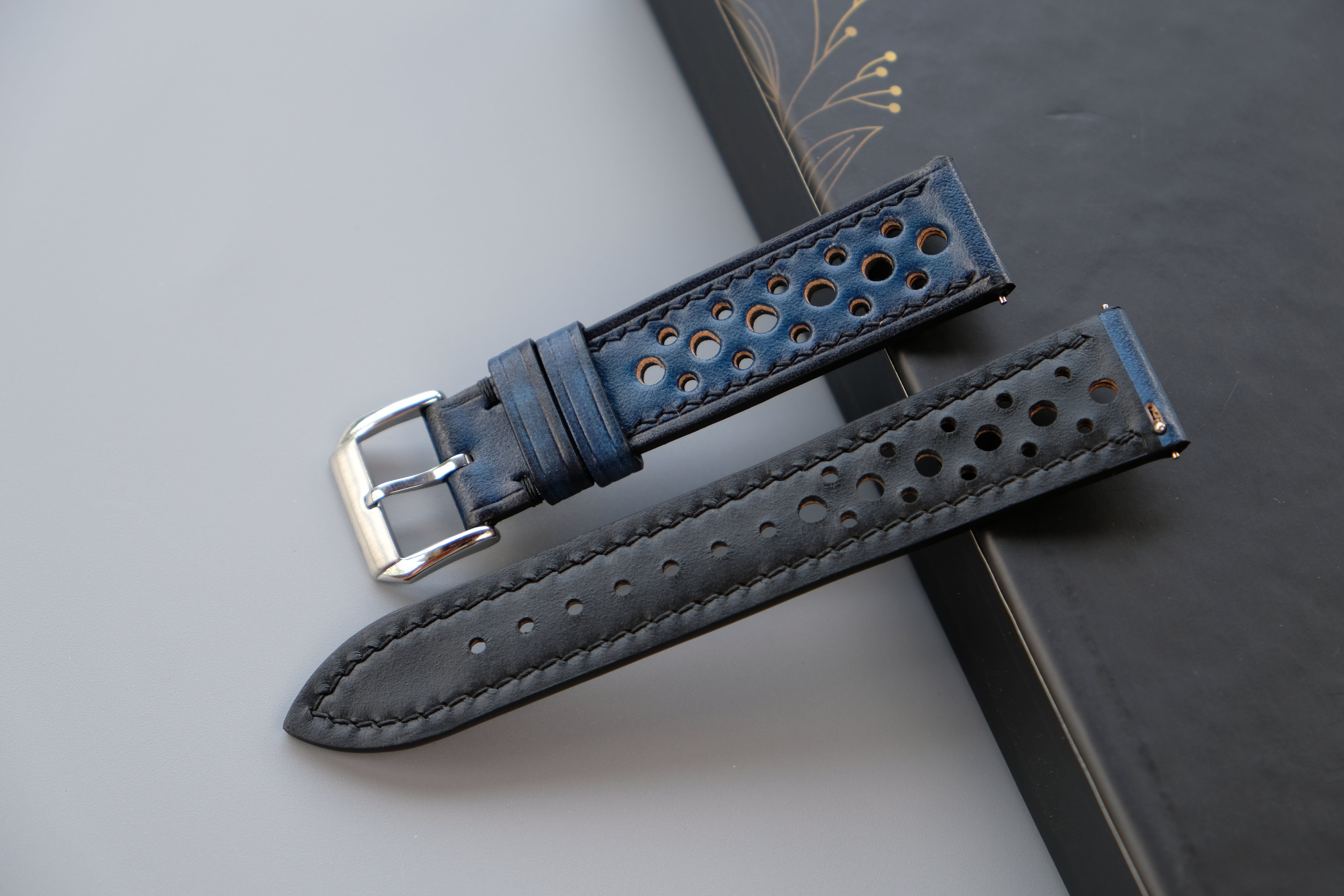 PATINA Royal Blue Veg-Tan Leather Watch Strap – Custom Sizes 16mm to 26mm