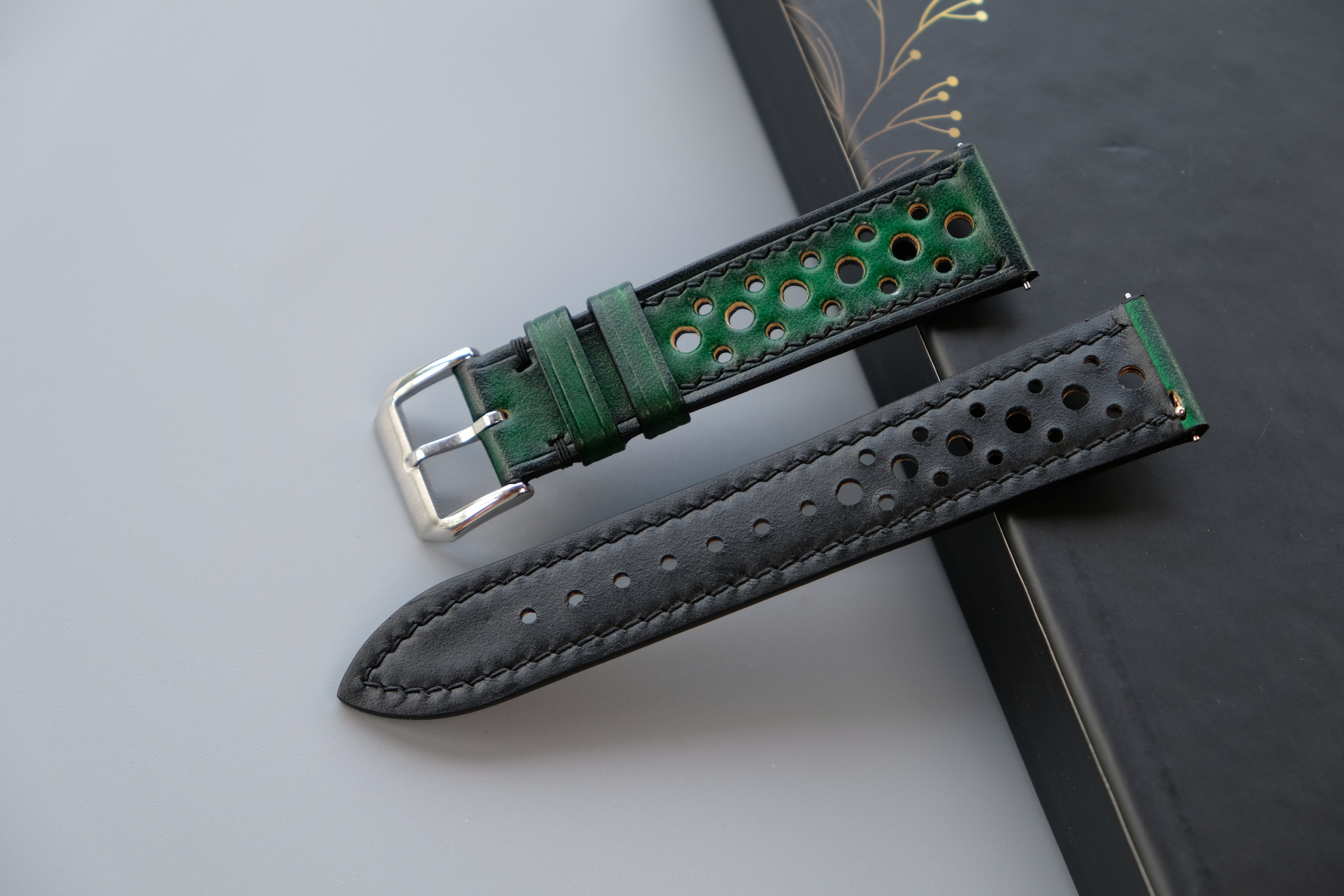 PATINA Green Veg-Tan Leather Watch Strap – Custom Sizes 16mm to 26mm