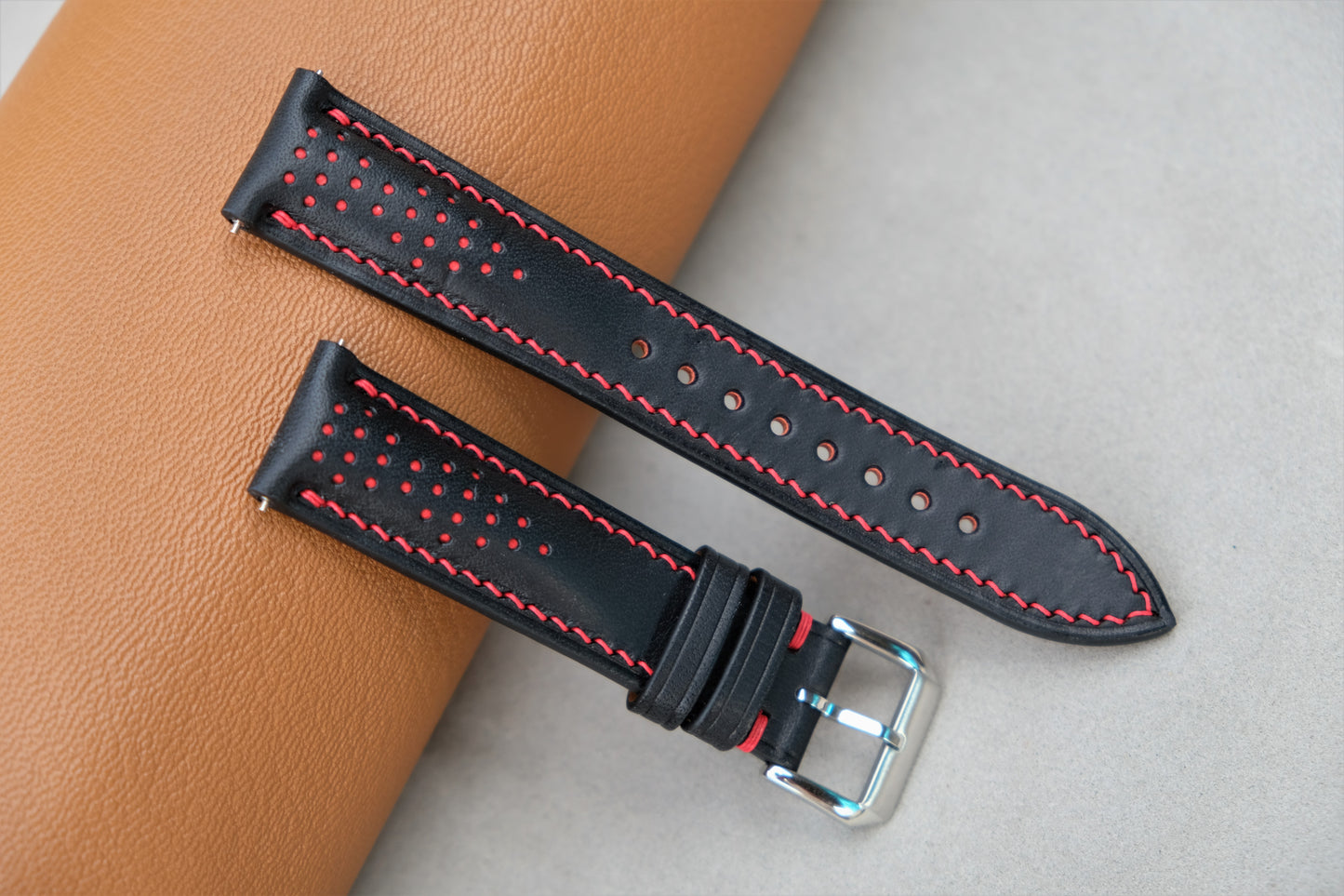 Rally Buttero Leather Watch Strap ( Black & Red )