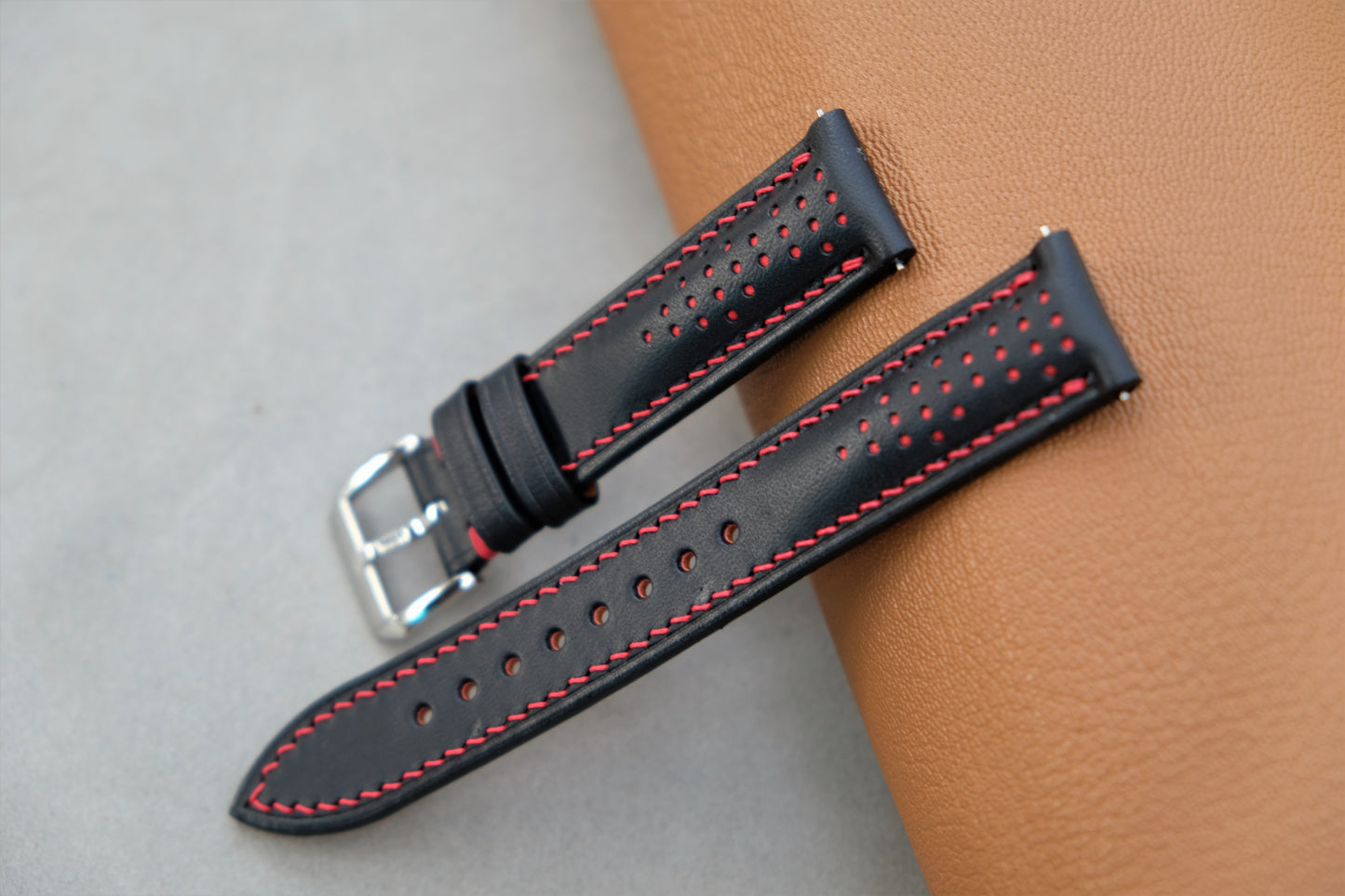 Rally Buttero Leather Watch Strap ( Black & Red )