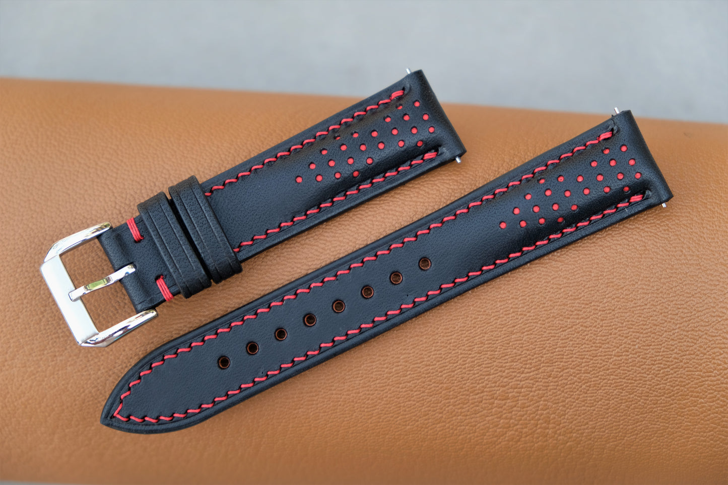 Rally Buttero Leather Watch Strap ( Black & Red )