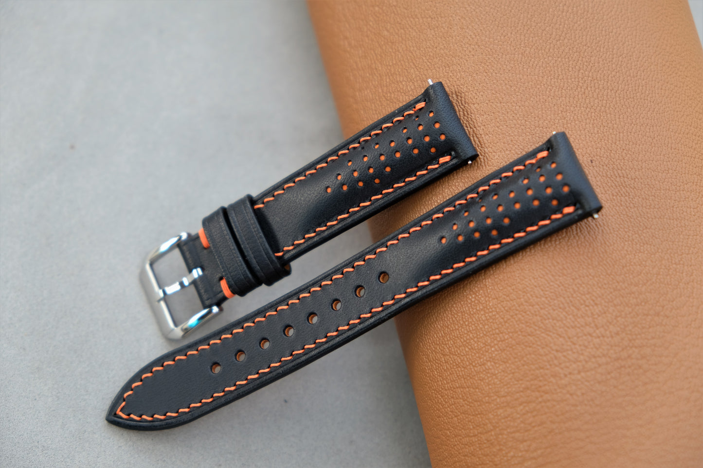 Rally Buttero Leather Watch Strap ( Black & Orange )