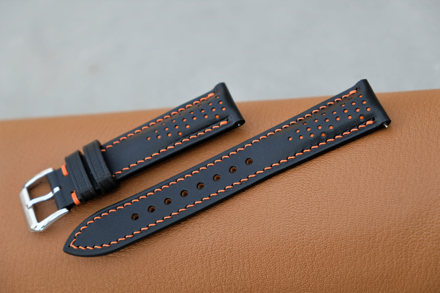 Rally Buttero Leather Watch Strap ( Black & Orange )