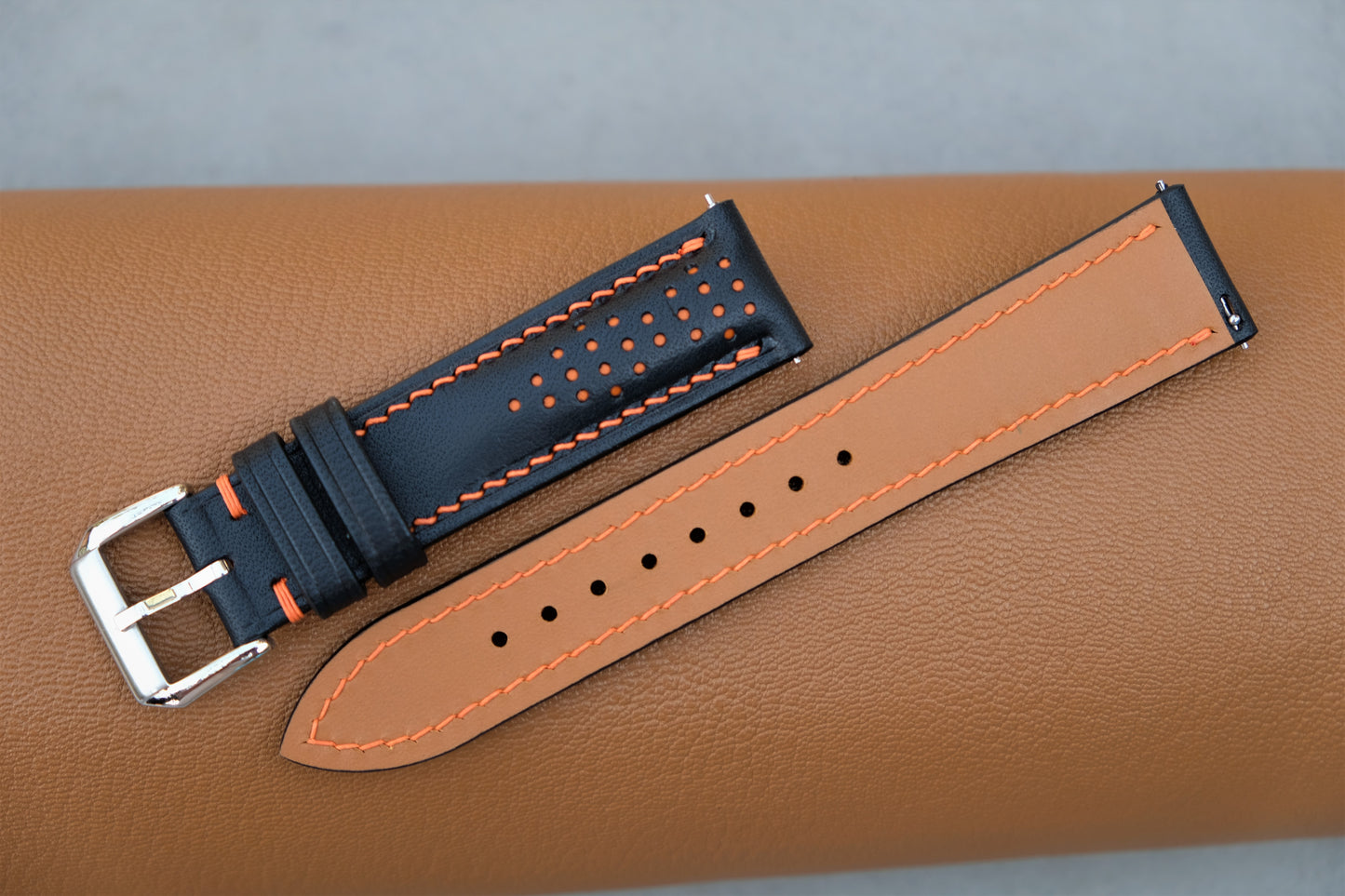 Rally Buttero Leather Watch Strap ( Black & Orange )