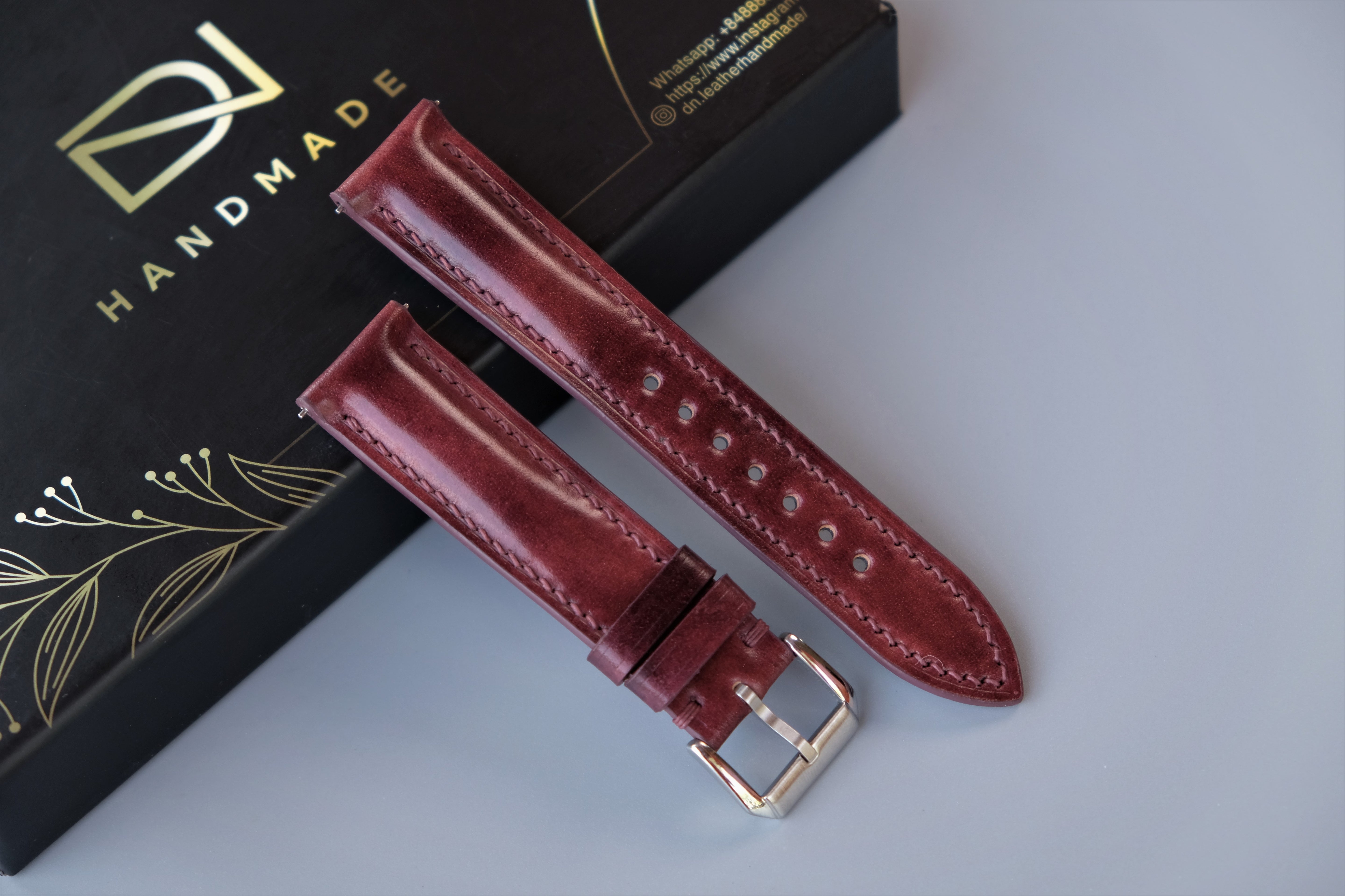 MUSEUM BURGUNDY Rocado Shell Cordovan Watch Strap