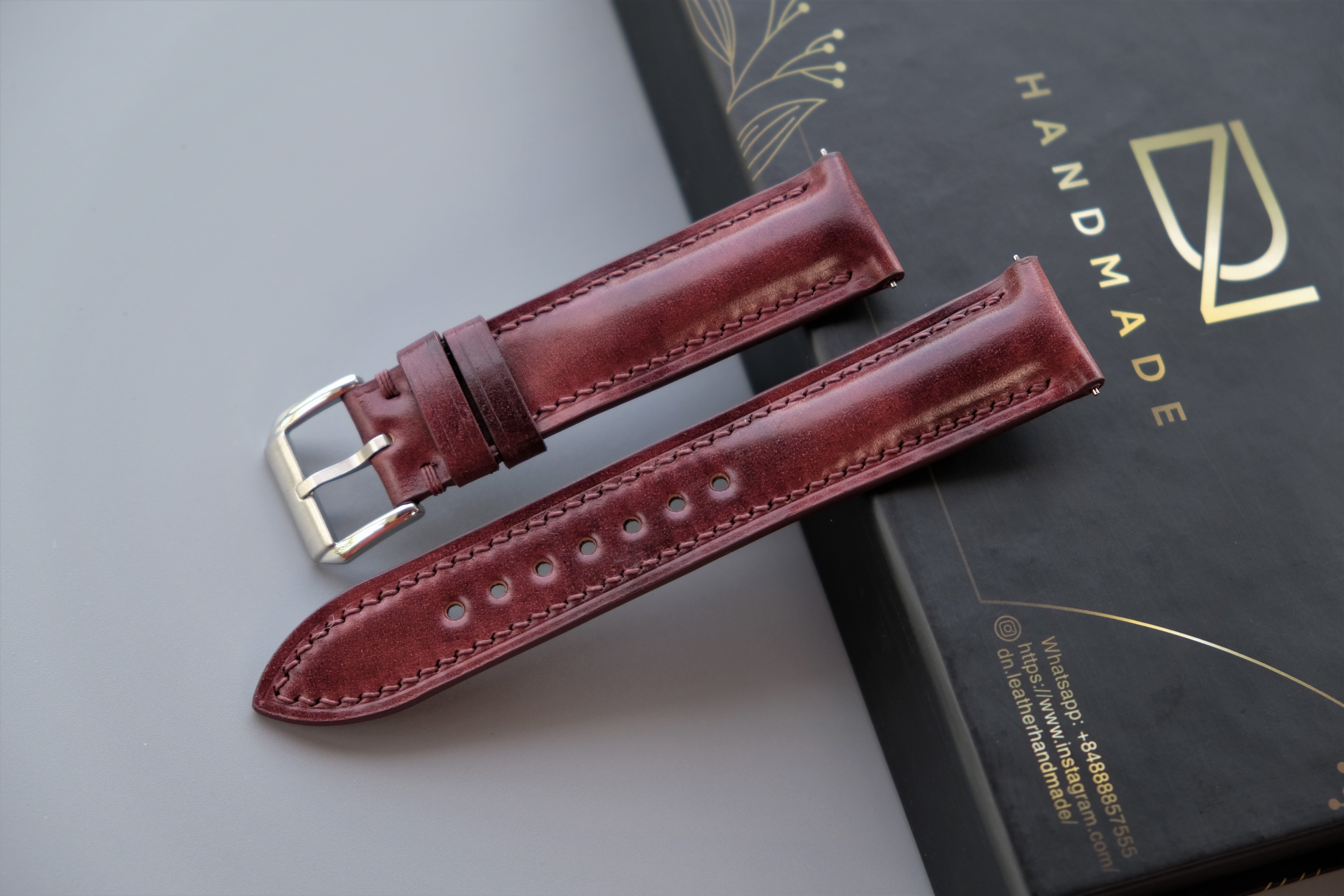 MUSEUM BURGUNDY Rocado Shell Cordovan Watch Strap