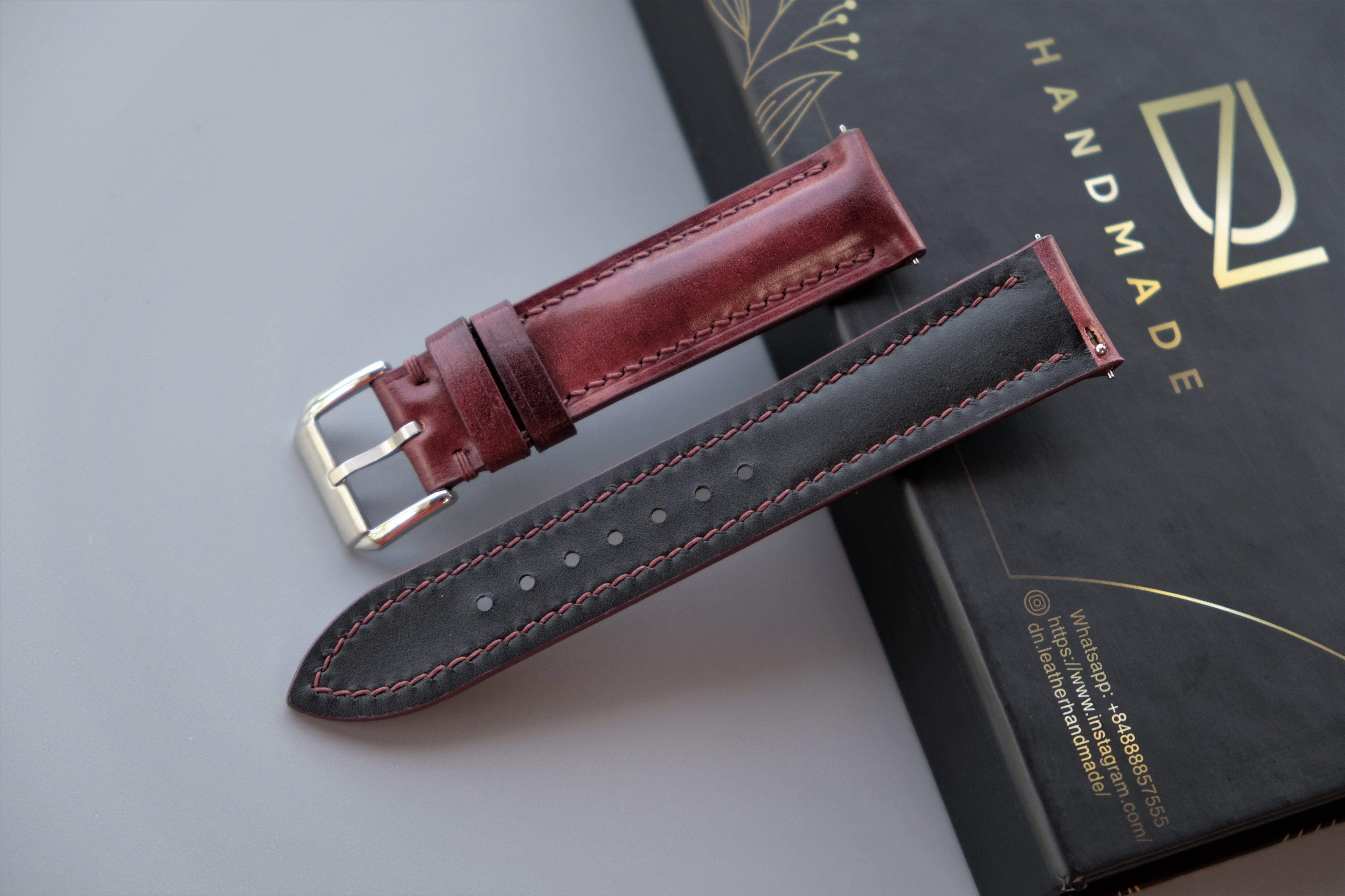 MUSEUM BURGUNDY Rocado Shell Cordovan Watch Strap