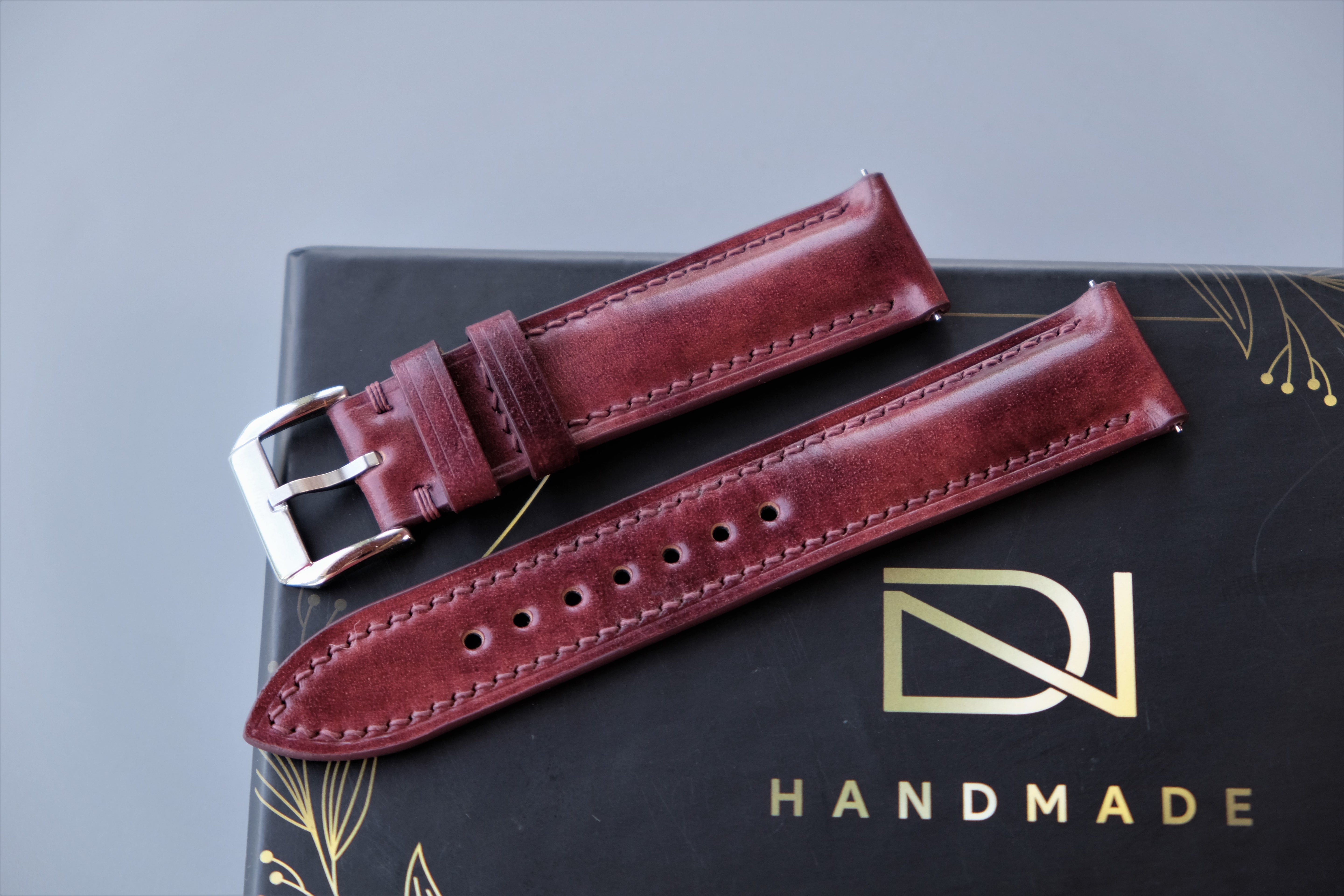 MUSEUM BURGUNDY Rocado Shell Cordovan Watch Strap