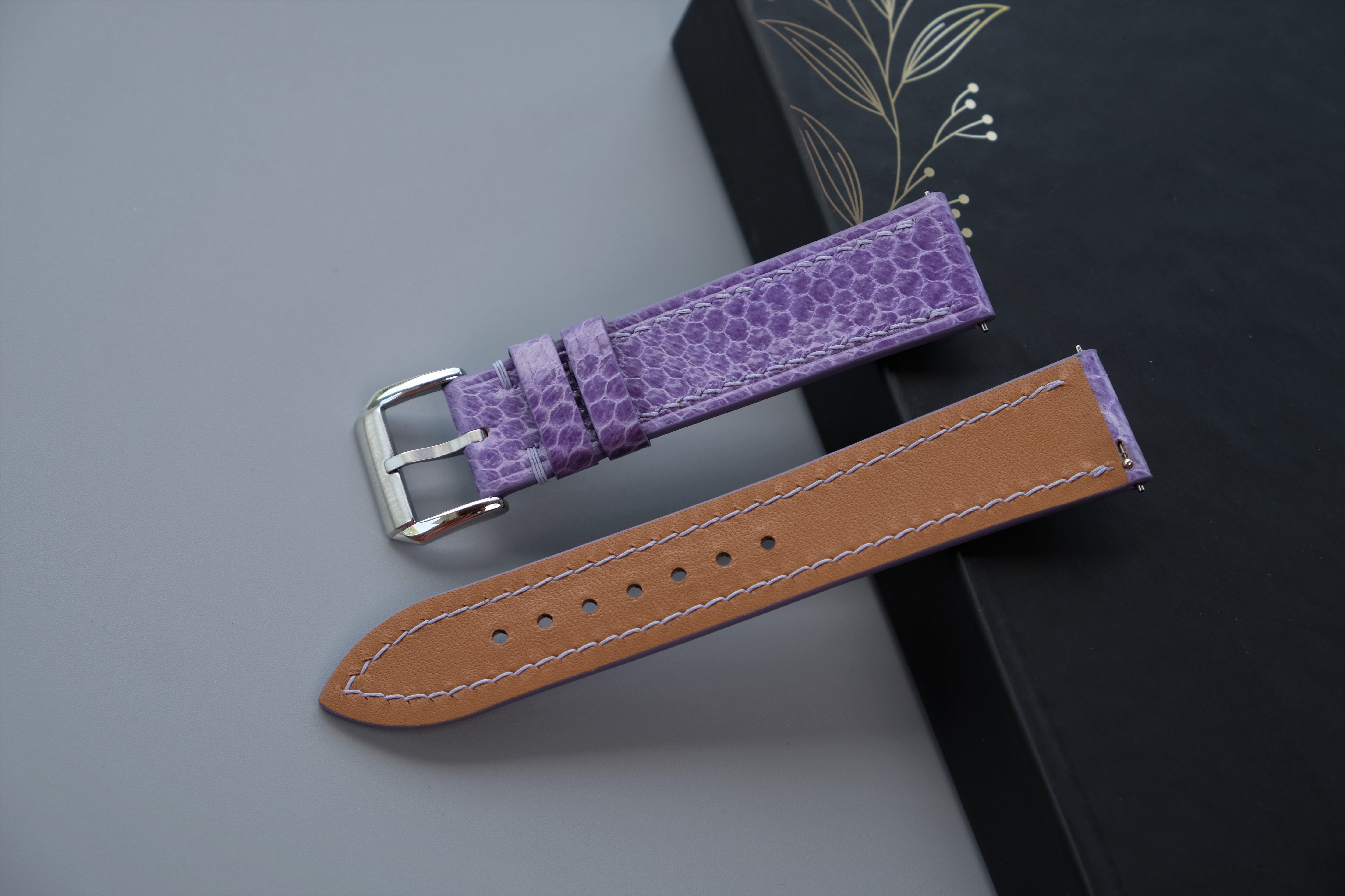 Purple Snakeskin Leather Watch Strap - Custom Sizes From 26mm to 12mm