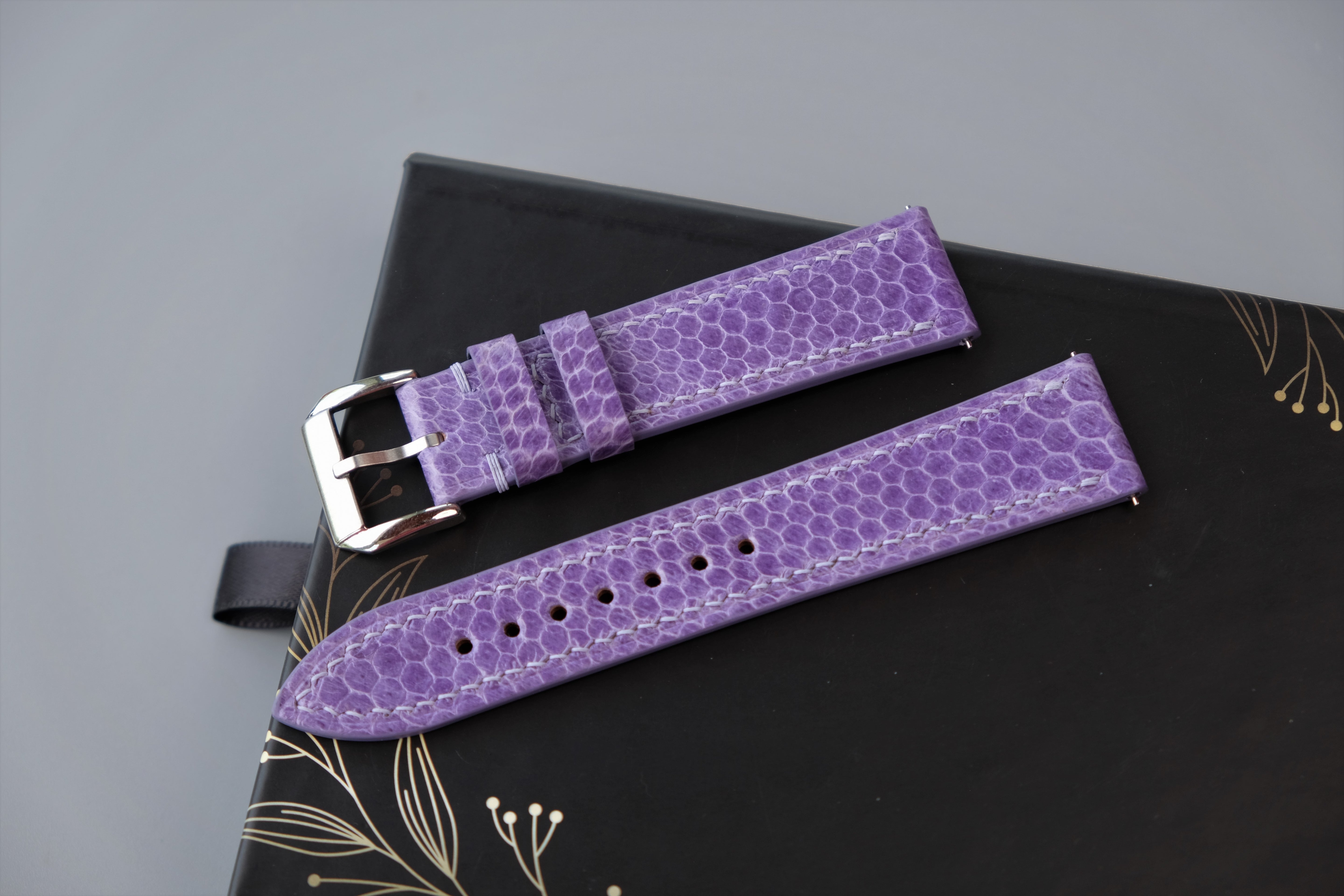 Purple Snakeskin Leather Watch Strap - Custom Sizes From 26mm to 12mm