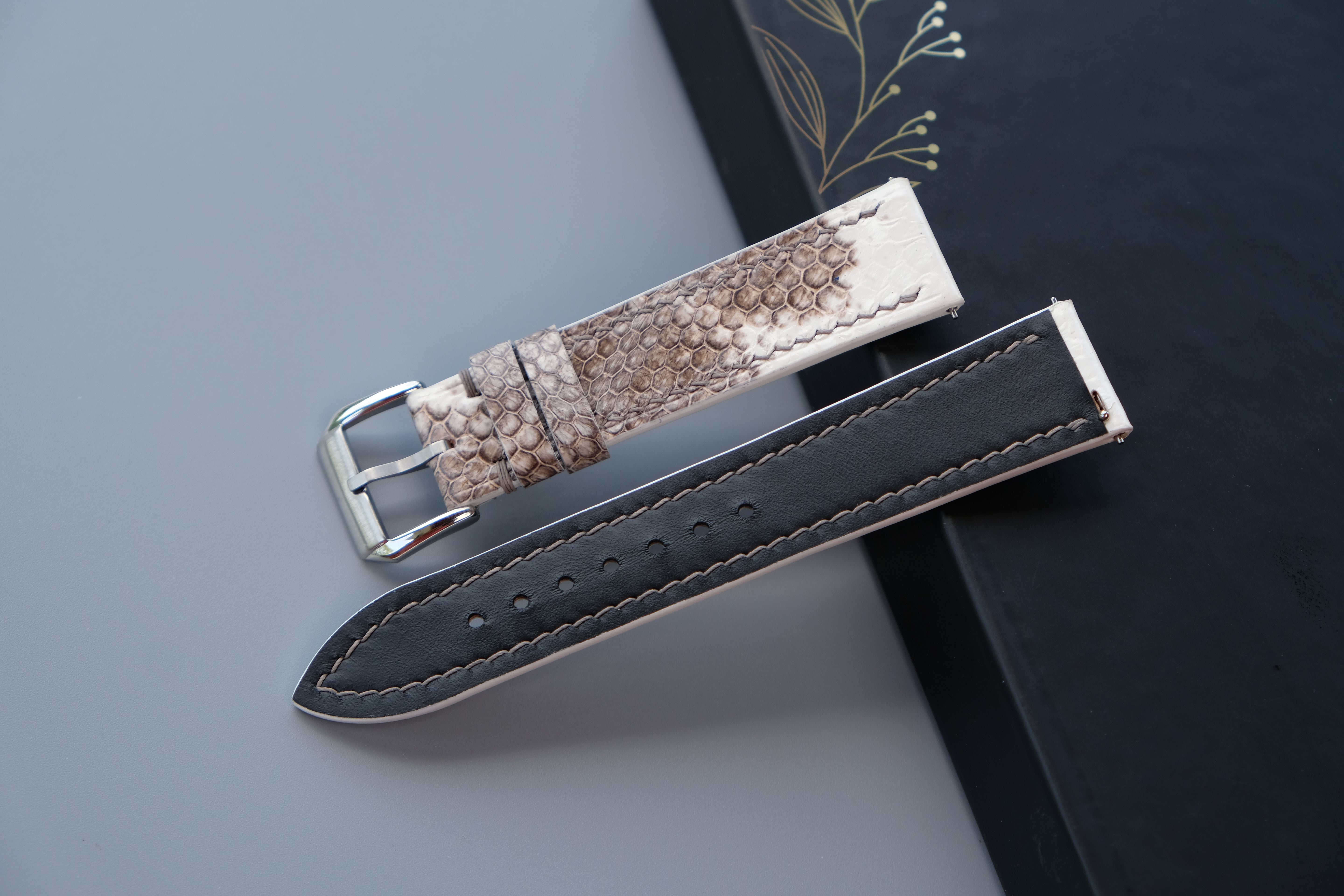 Snakeskin Leather Watch Strap - Custom Sizes From 26mm to 12mm