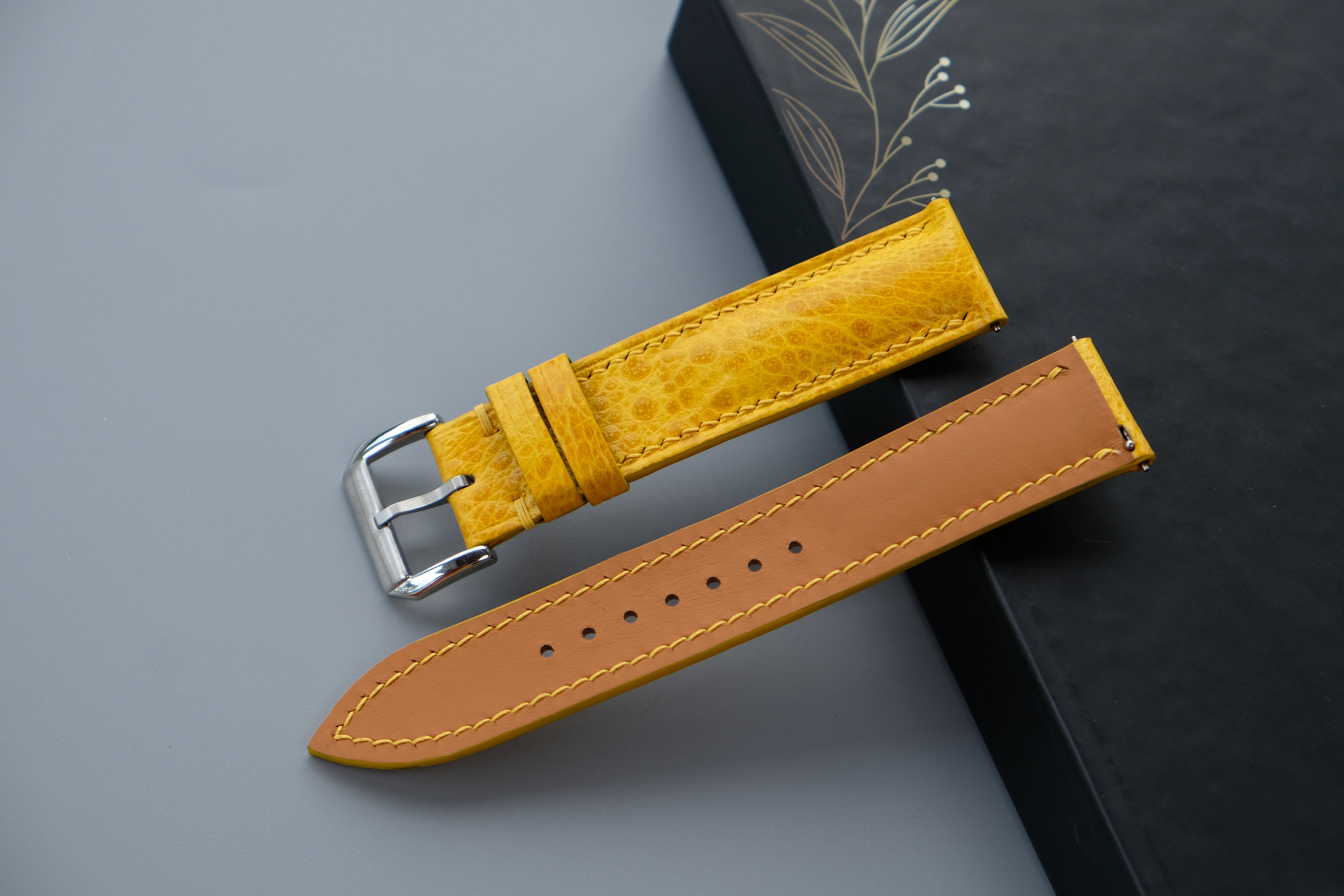 Custom Yellow Toad Leather Watch Strap