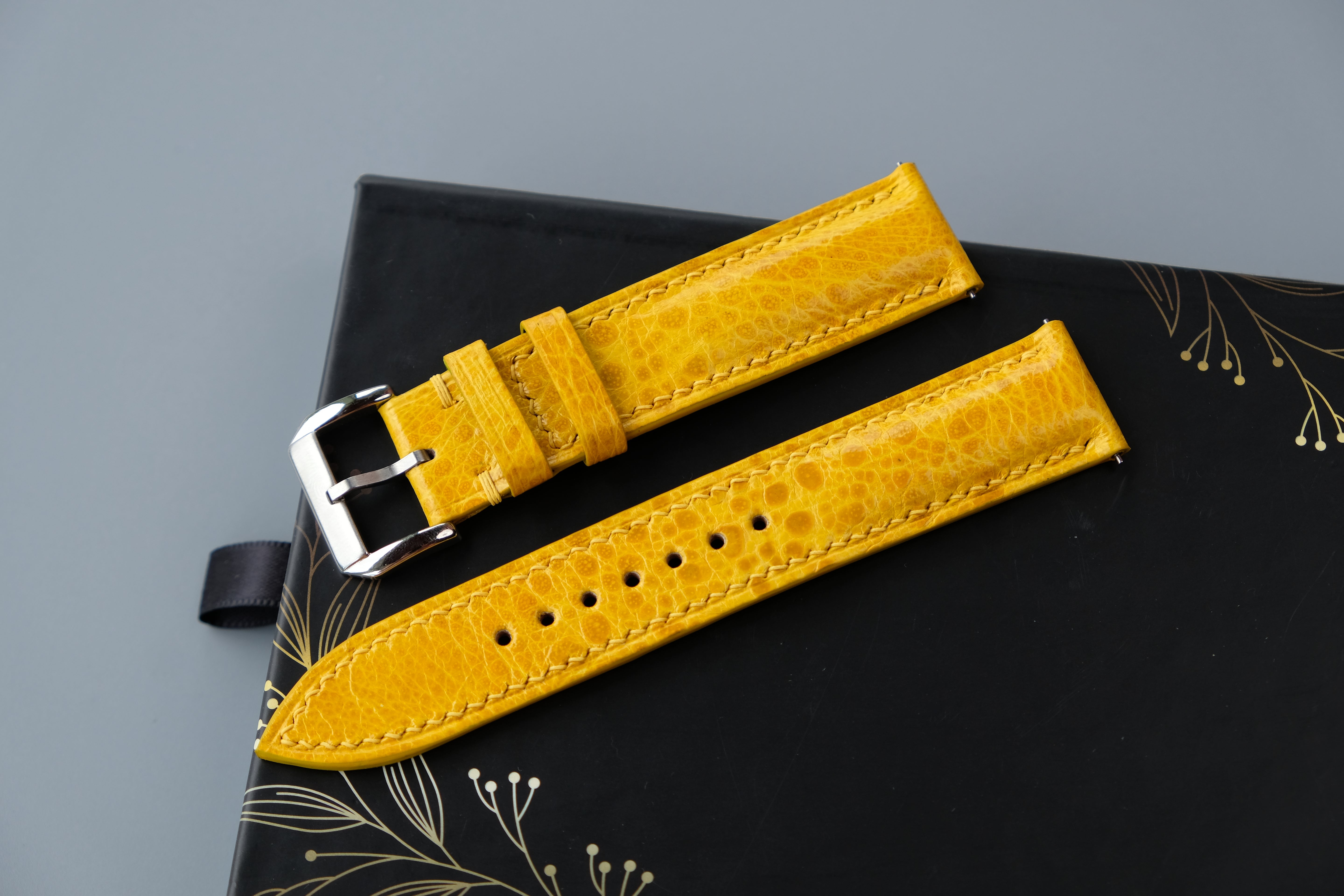 Custom Yellow Toad Leather Watch Strap
