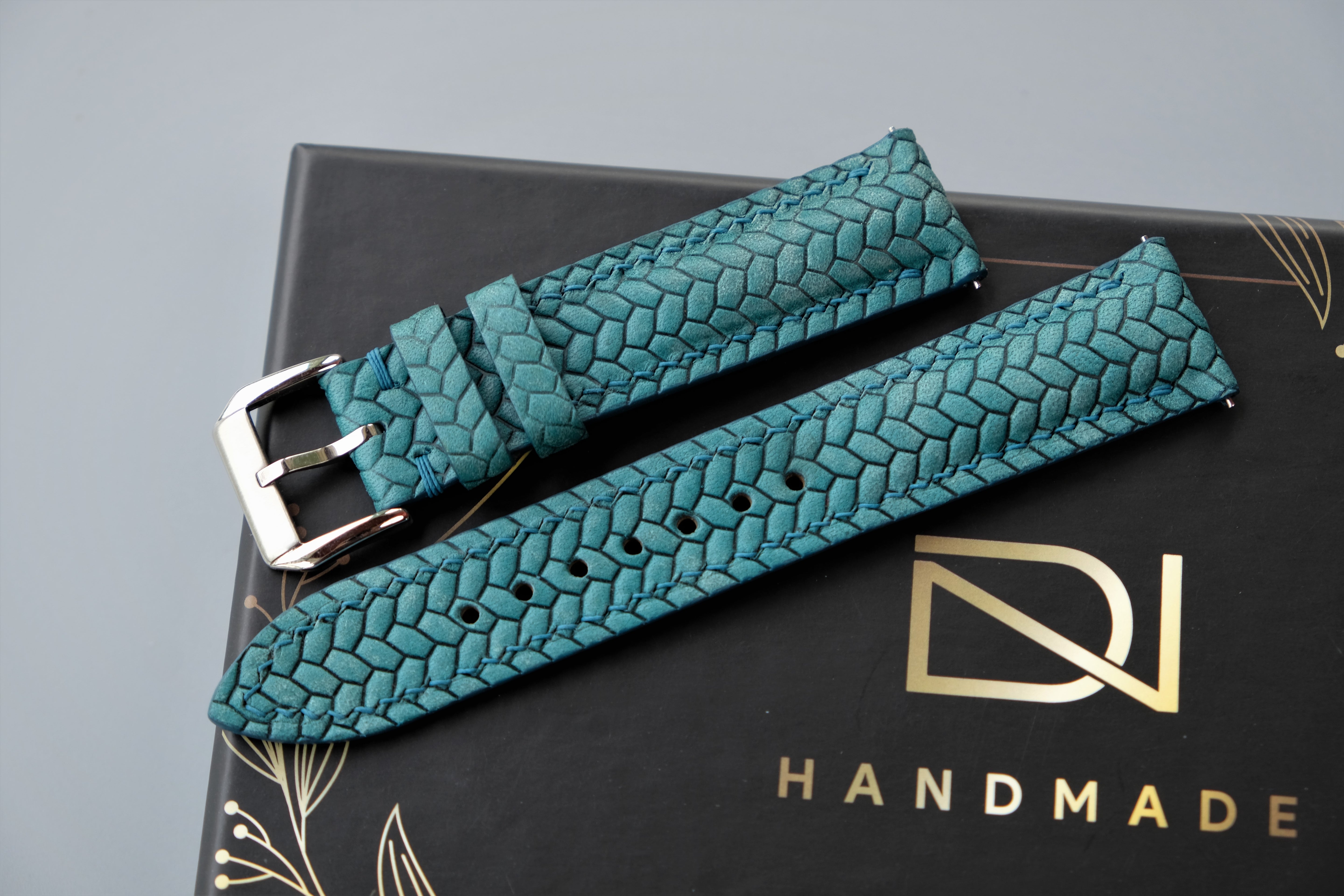 Turquoise Maya Leather Watch Strap – Custom Sizes 10mm to 26mm
