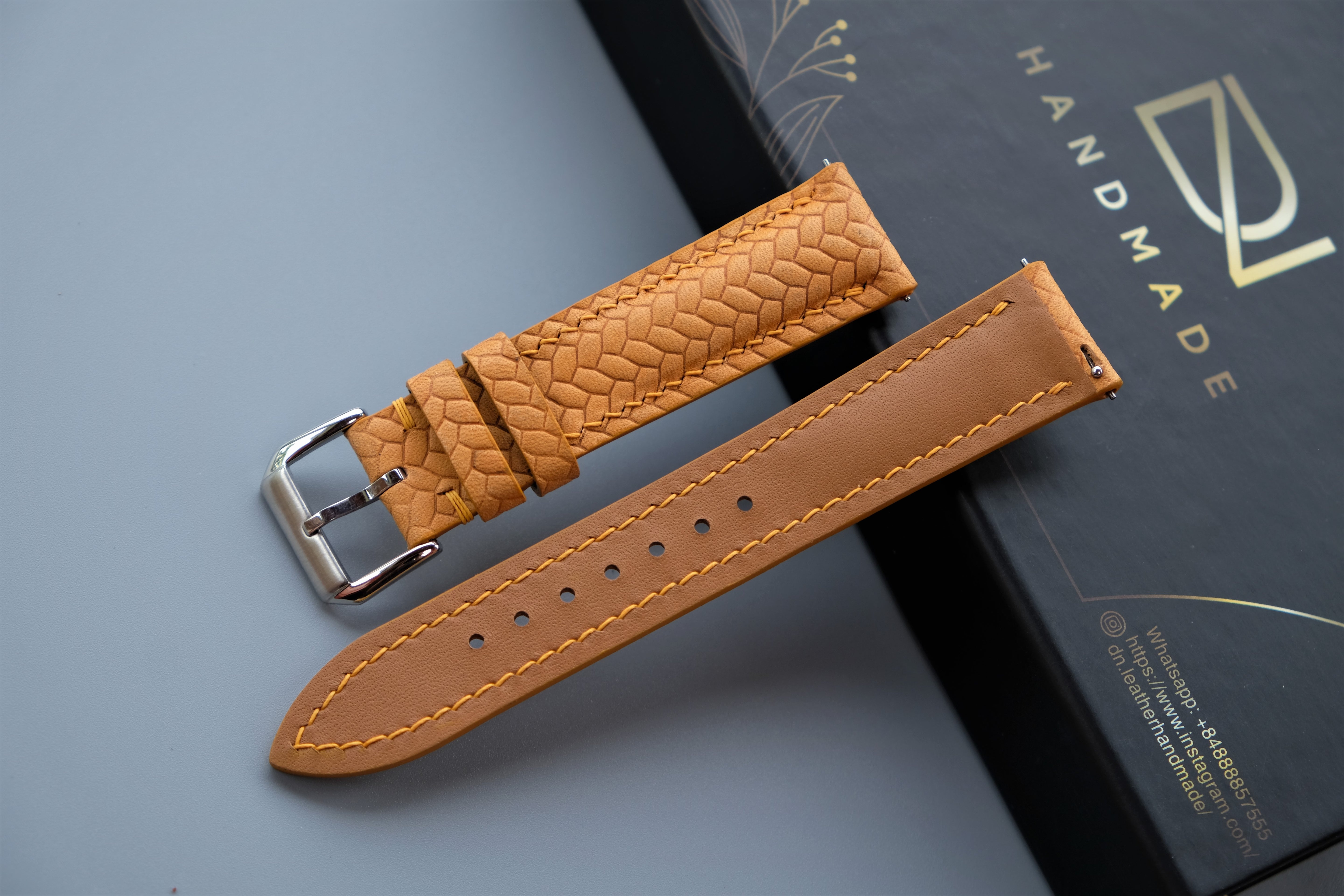 Yellow Maya Leather Watch Strap – Custom Sizes 10mm to 26mm