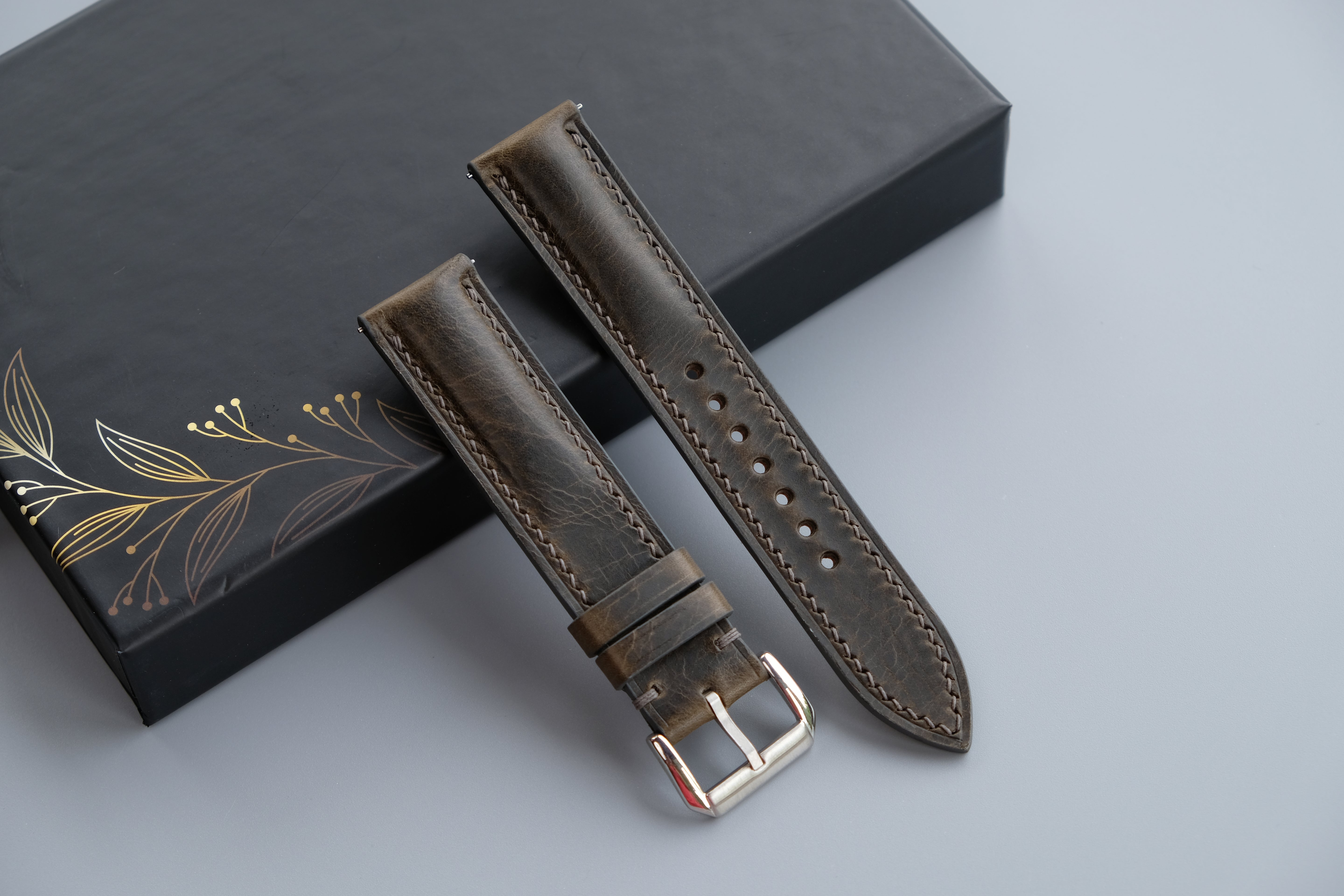 Dark Gray Badalassi Waxy Leather Watch Strap