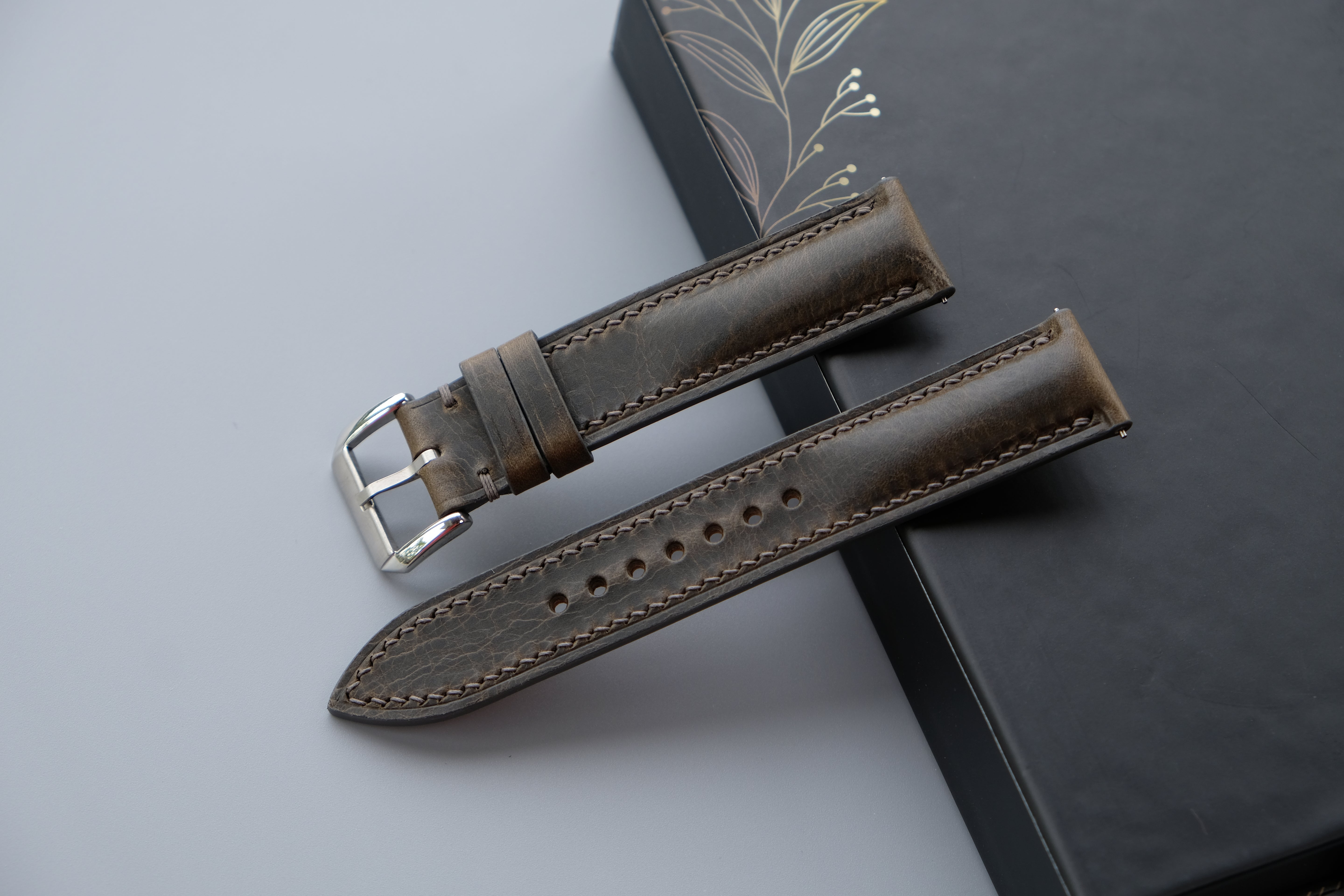 Dark Gray Badalassi Waxy Leather Watch Strap