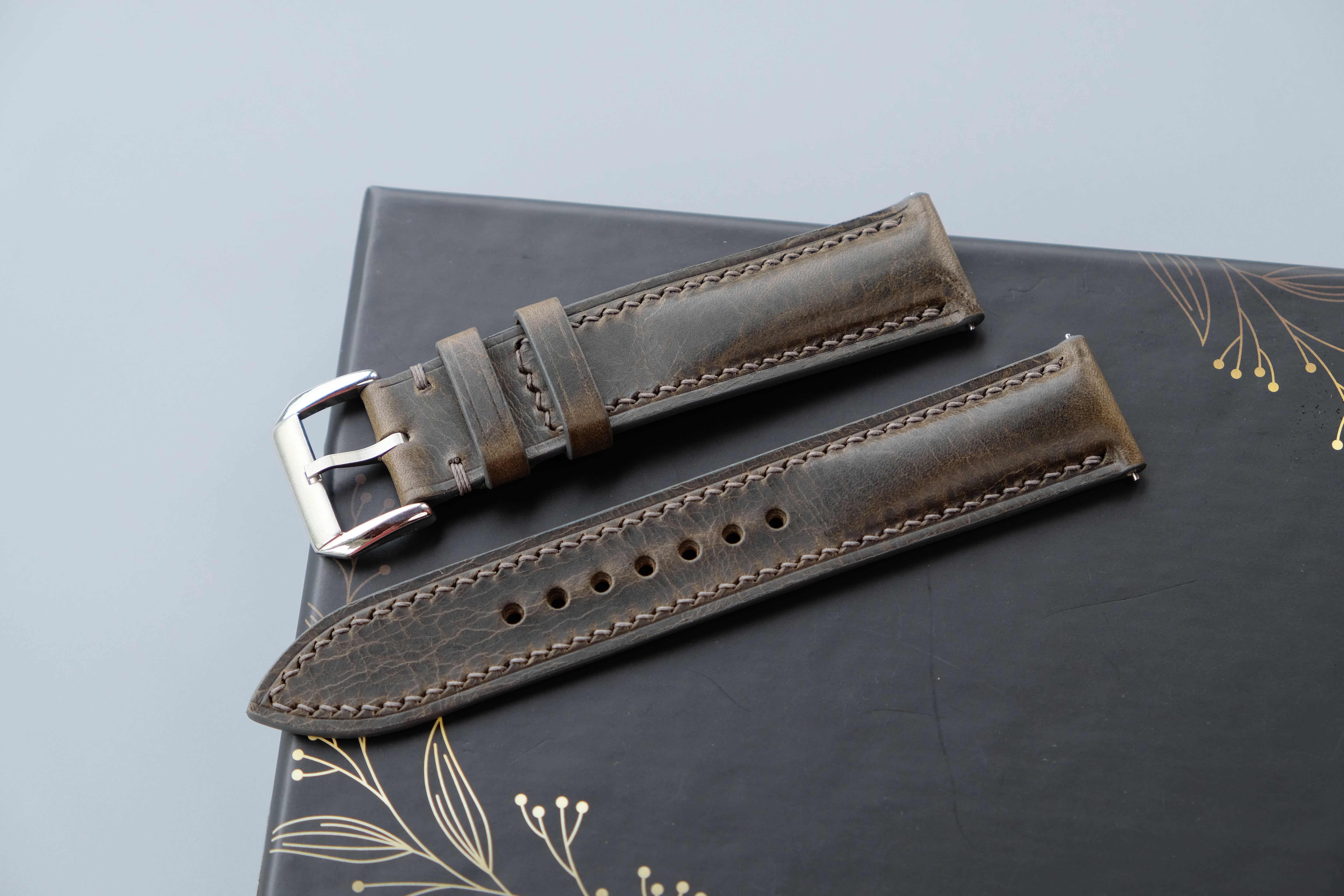 Dark Gray Badalassi Waxy Leather Watch Strap