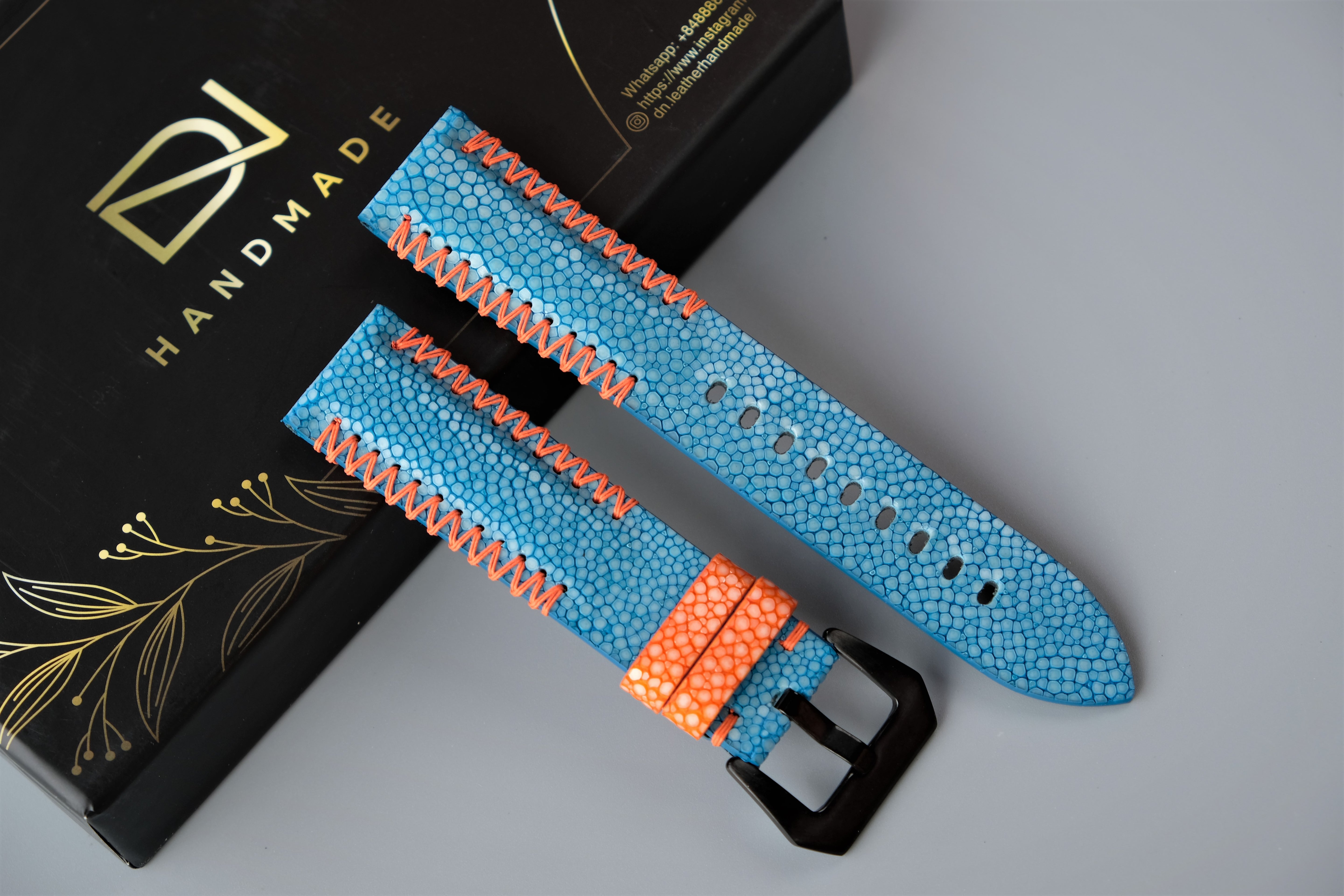 Turquoise Stingray Leather Watch Strap For PANERAI