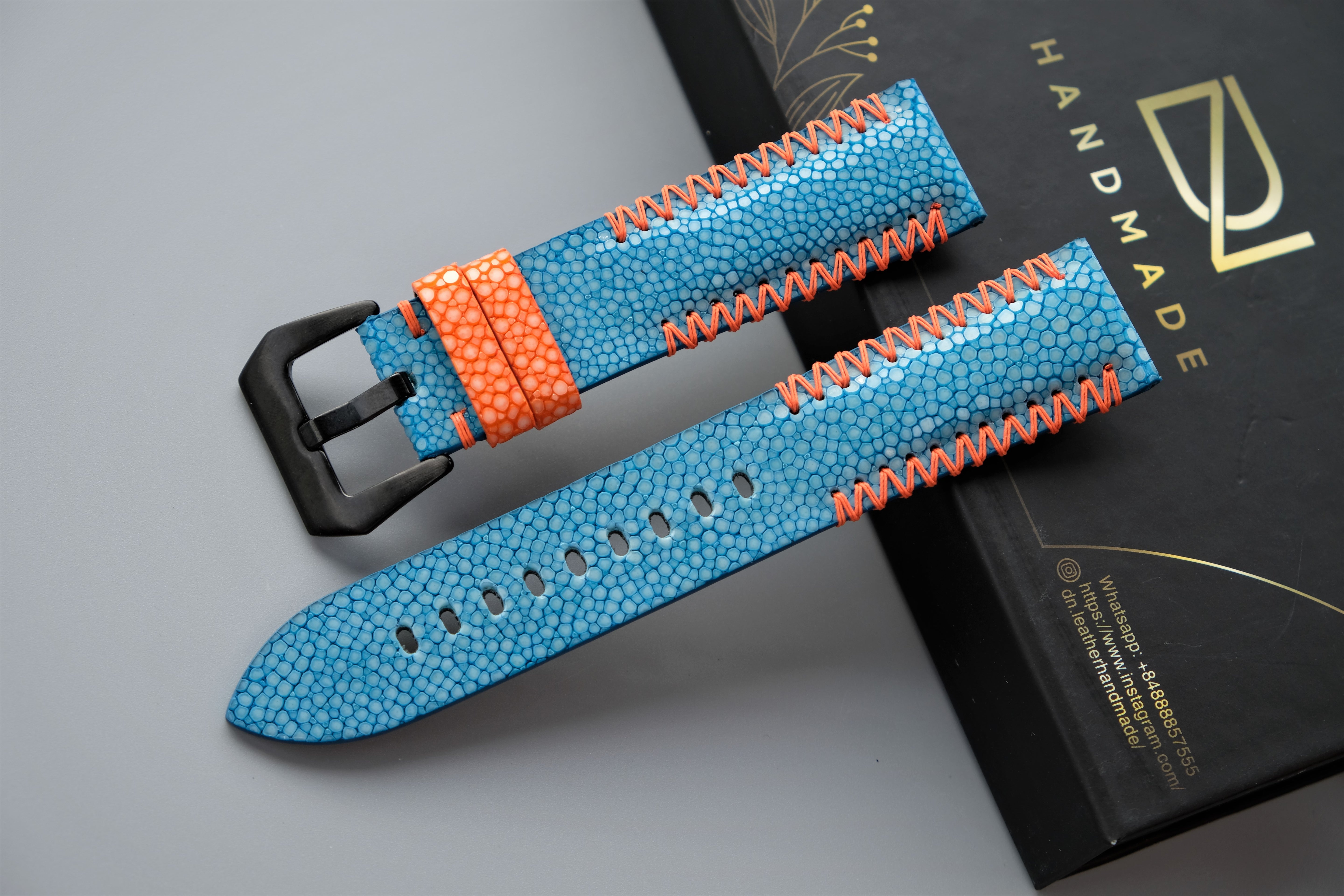 Turquoise Stingray Leather Watch Strap For PANERAI
