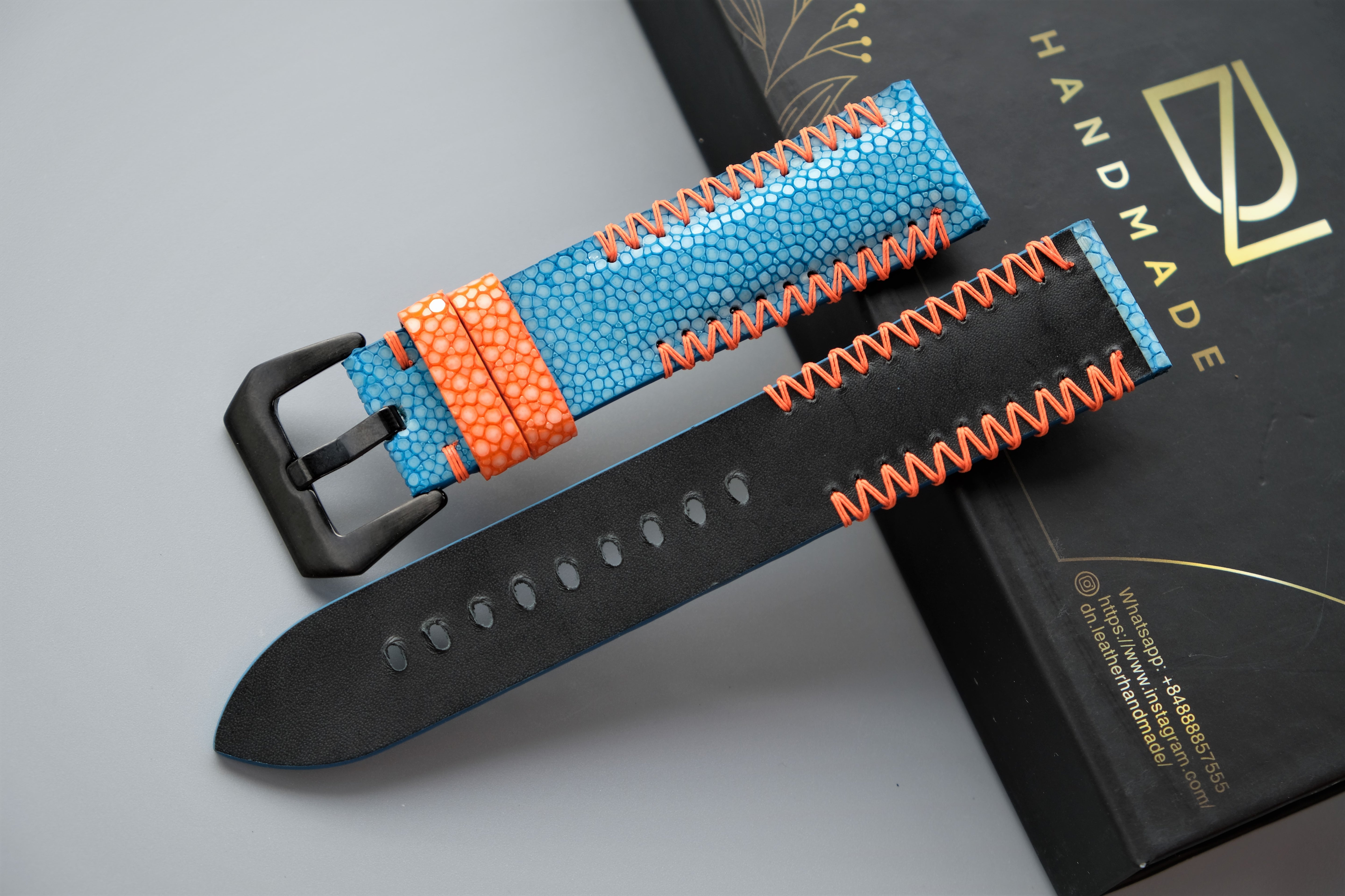 Turquoise Stingray Leather Watch Strap For PANERAI