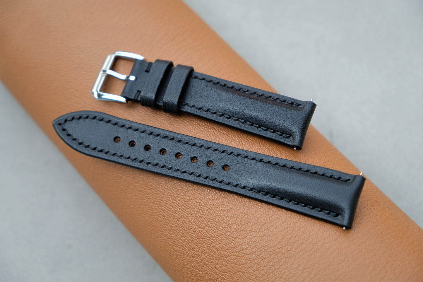 Black BUTTERO Letaher Watch Strap