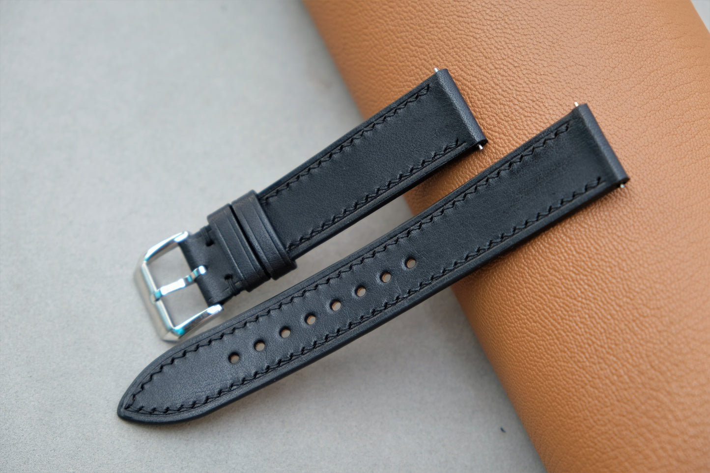 Black BUTTERO Letaher Watch Strap