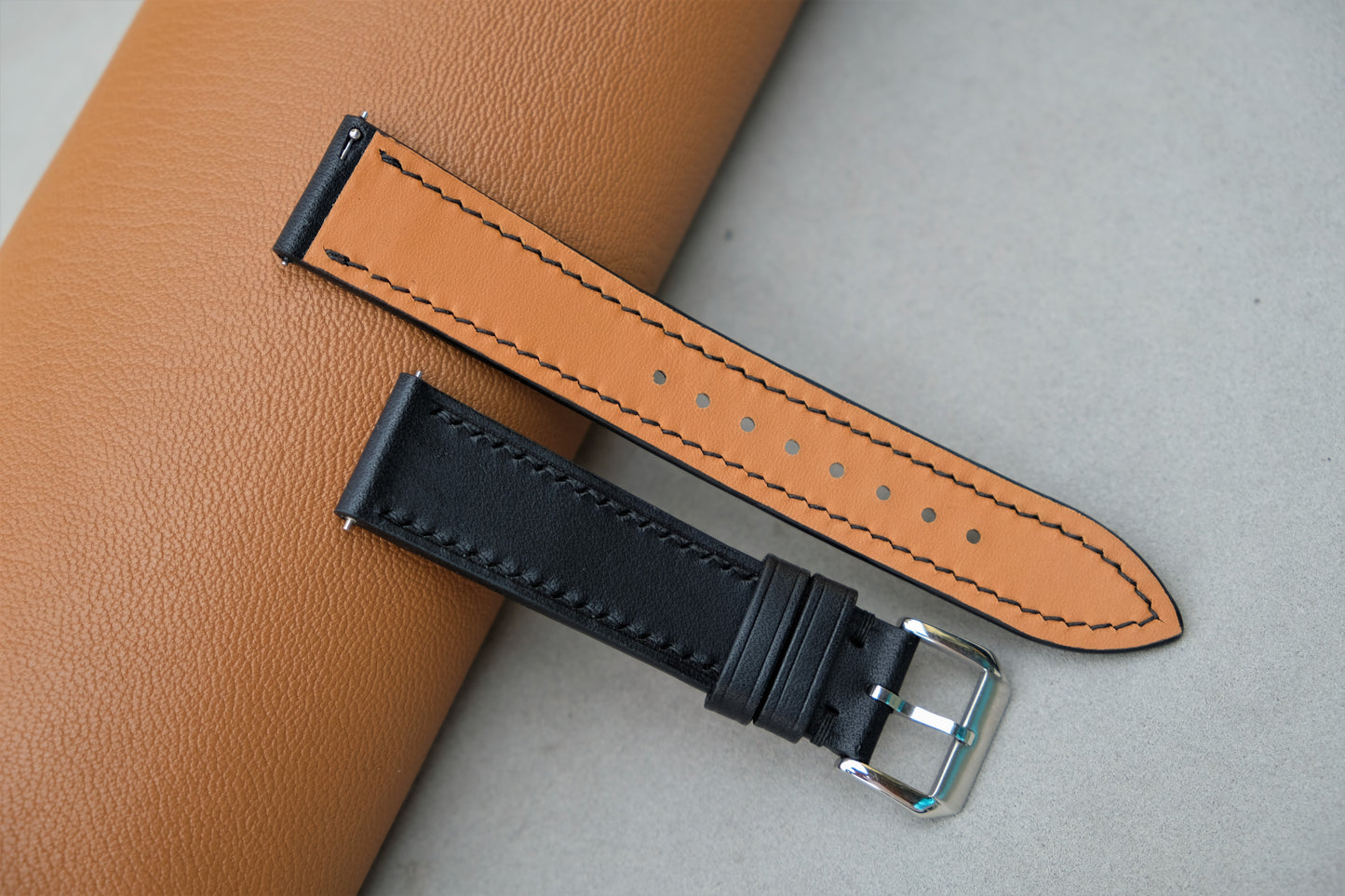 Black BUTTERO Letaher Watch Strap