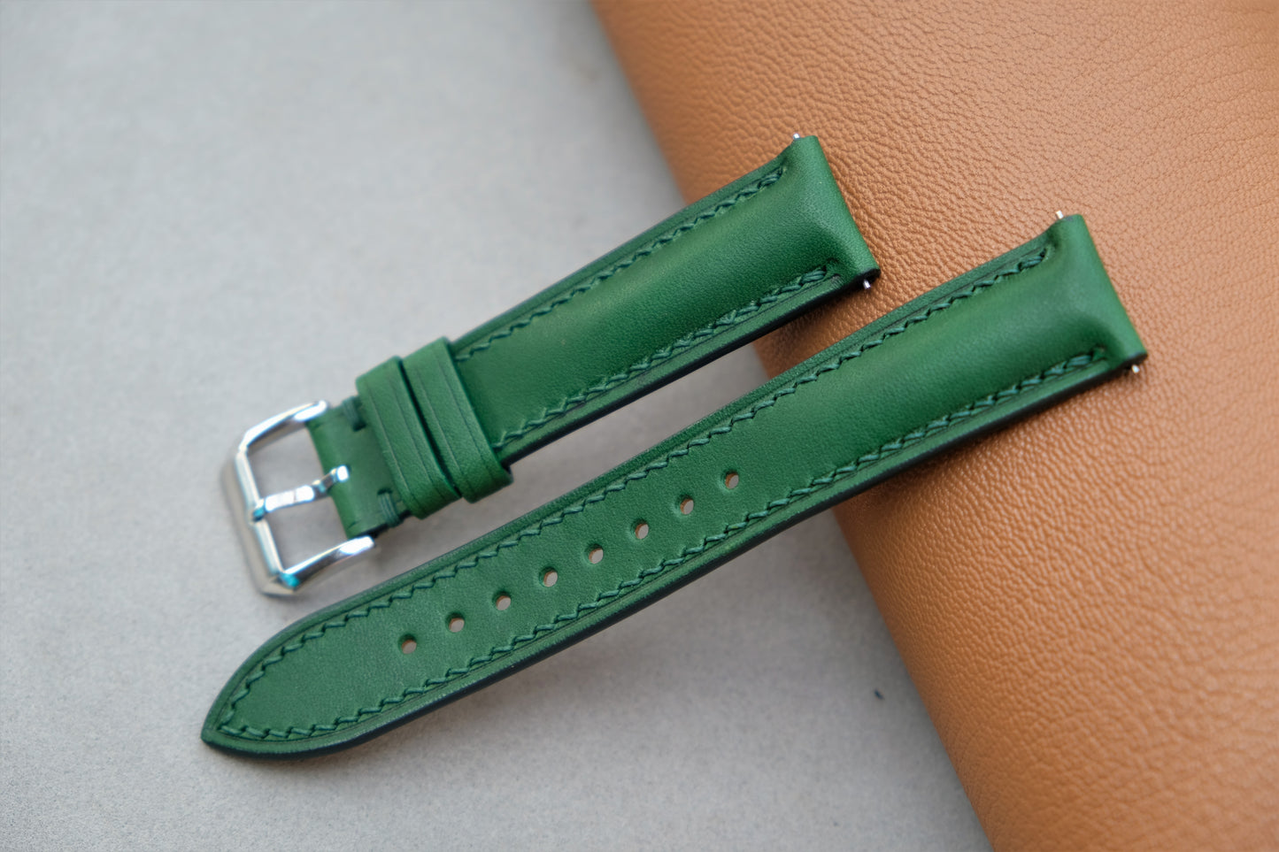 Green BUTTERO Leather Watch Strap